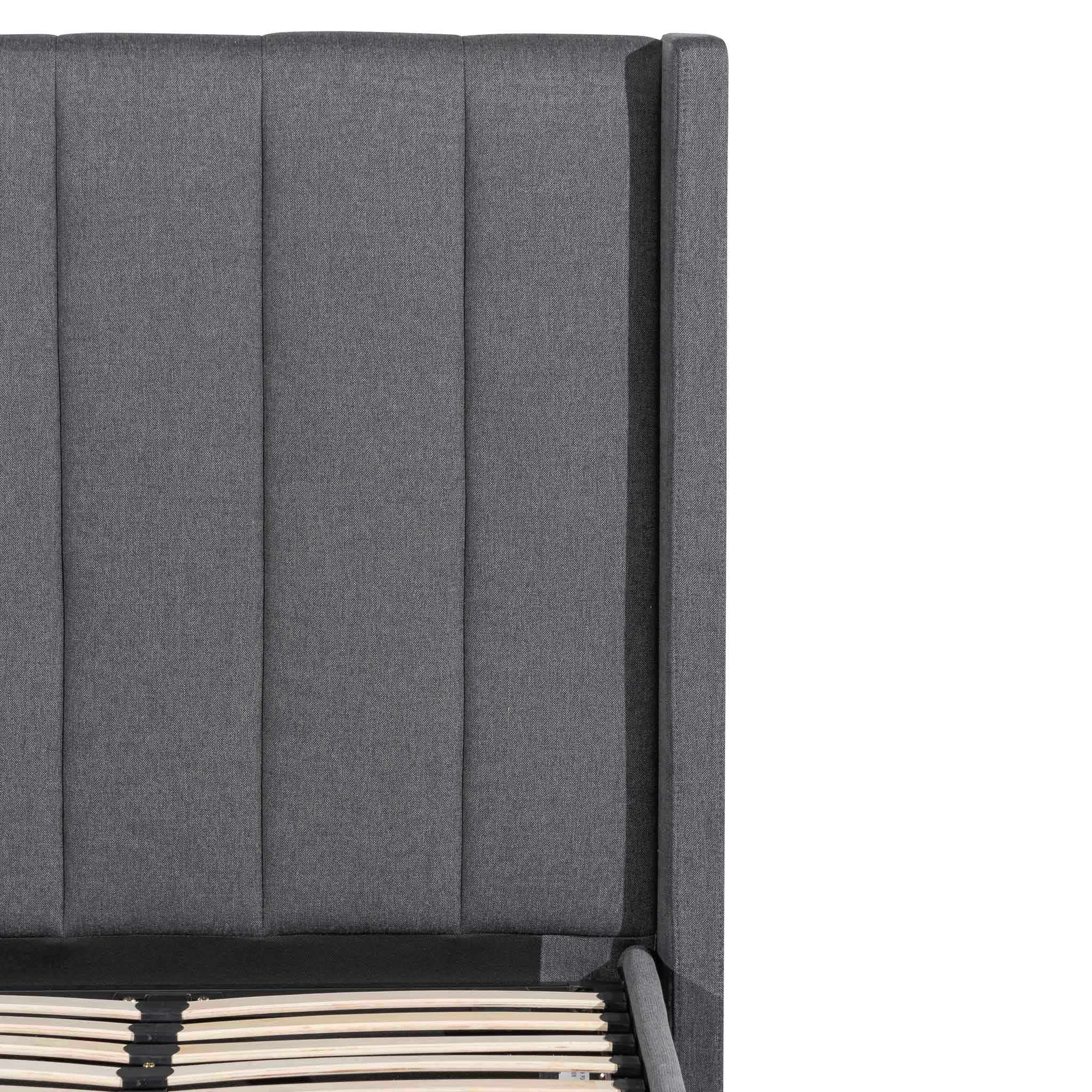 CBD6358-YO Fabric Single Bed Frame - Charcoal Grey with Storage - Image 4