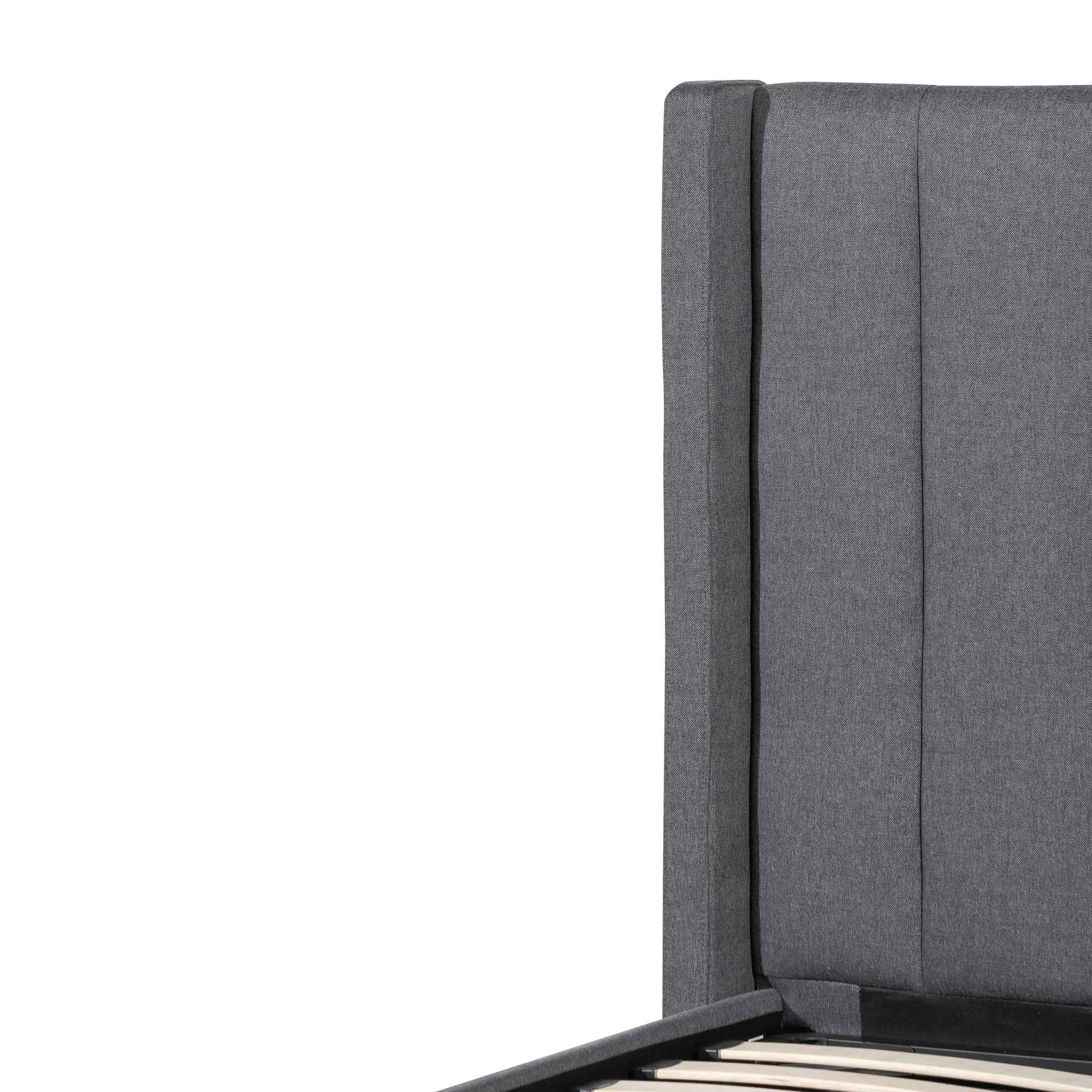 CBD6358-YO Fabric Single Bed Frame - Charcoal Grey with Storage - Image 5