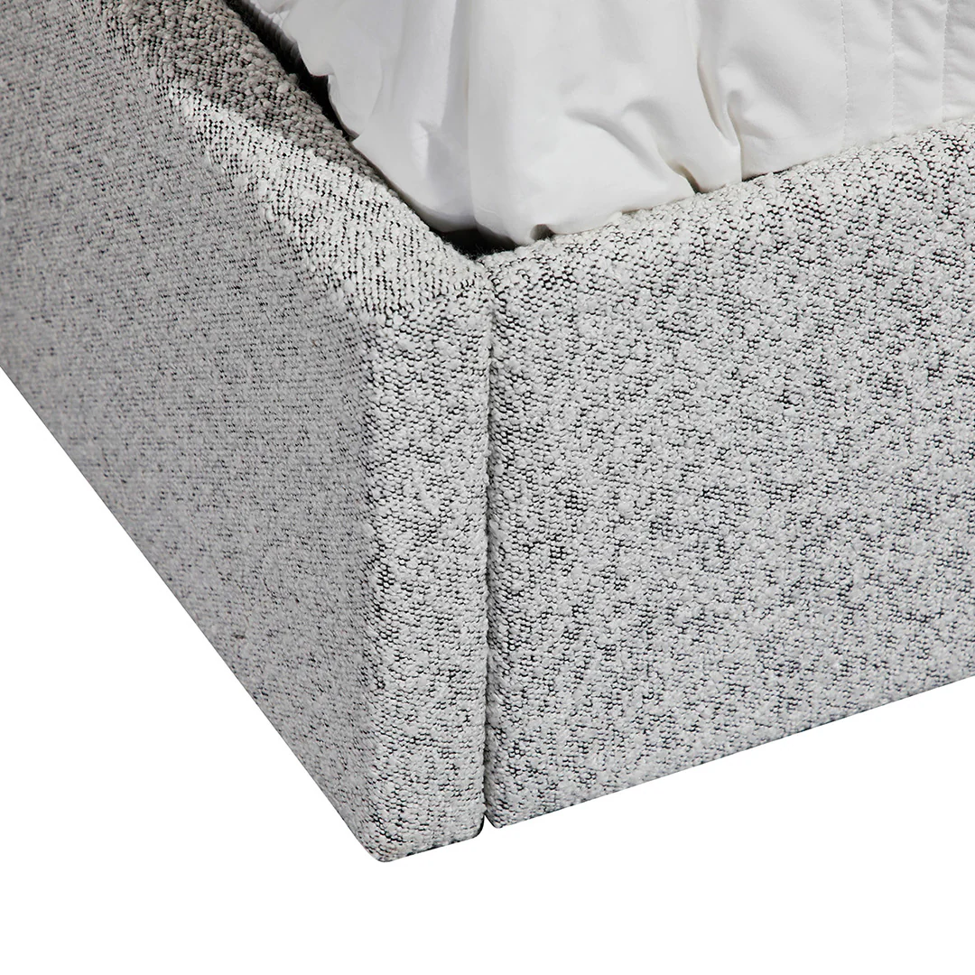 CBD6896-YO Queen Sized Bed Frame - Cloudy Pepper Boucle with Storage - Image 7