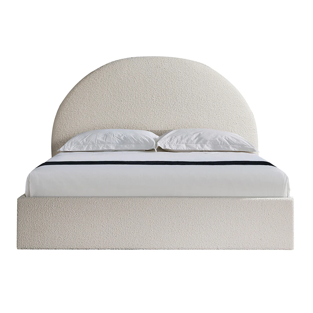 CBD6897-YO Queen Sized Bed Frame - Antique White Boucle with Storage - Image 2