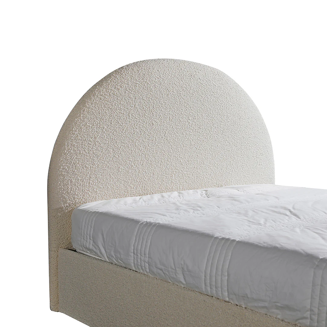 CBD6897-YO Queen Sized Bed Frame - Antique White Boucle with Storage - Image 3