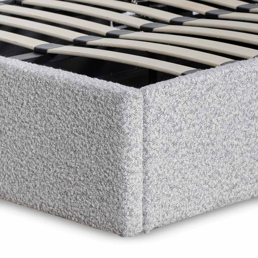 CBD6898-YO Single Sized Bed Frame - Cloudy Pepper Boucle with Storage - Image 11
