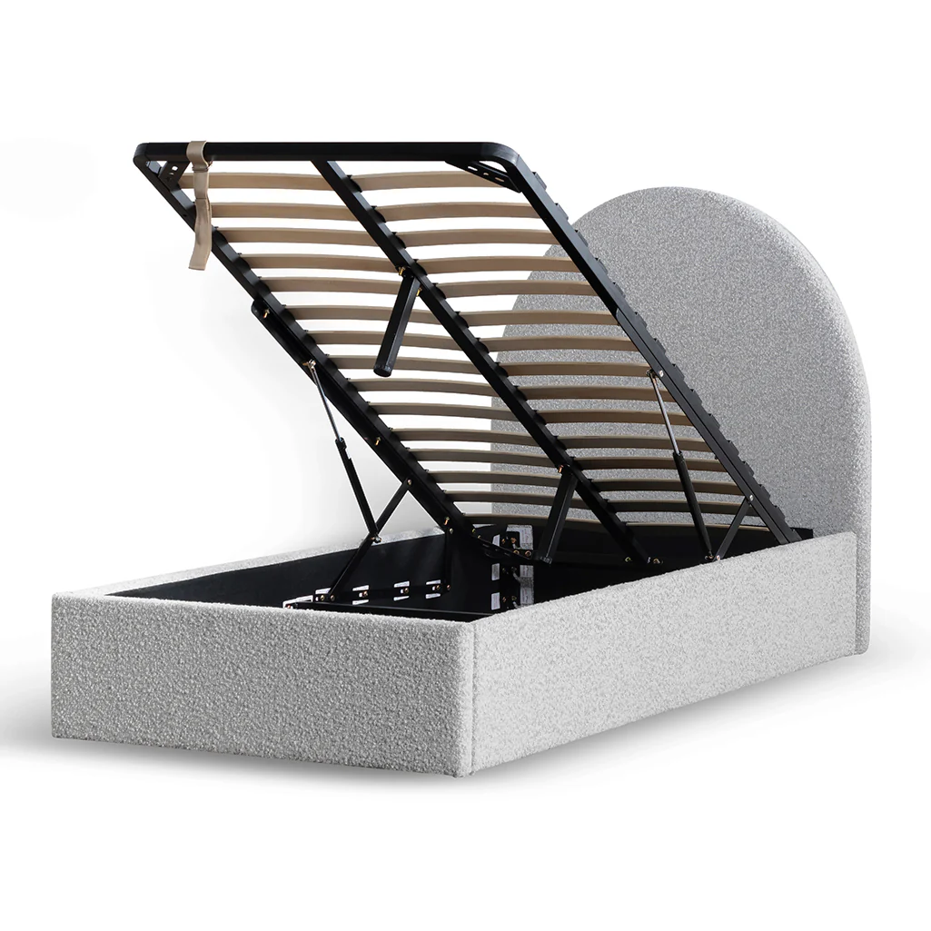 CBD6898-YO Single Sized Bed Frame - Cloudy Pepper Boucle with Storage - Image 3