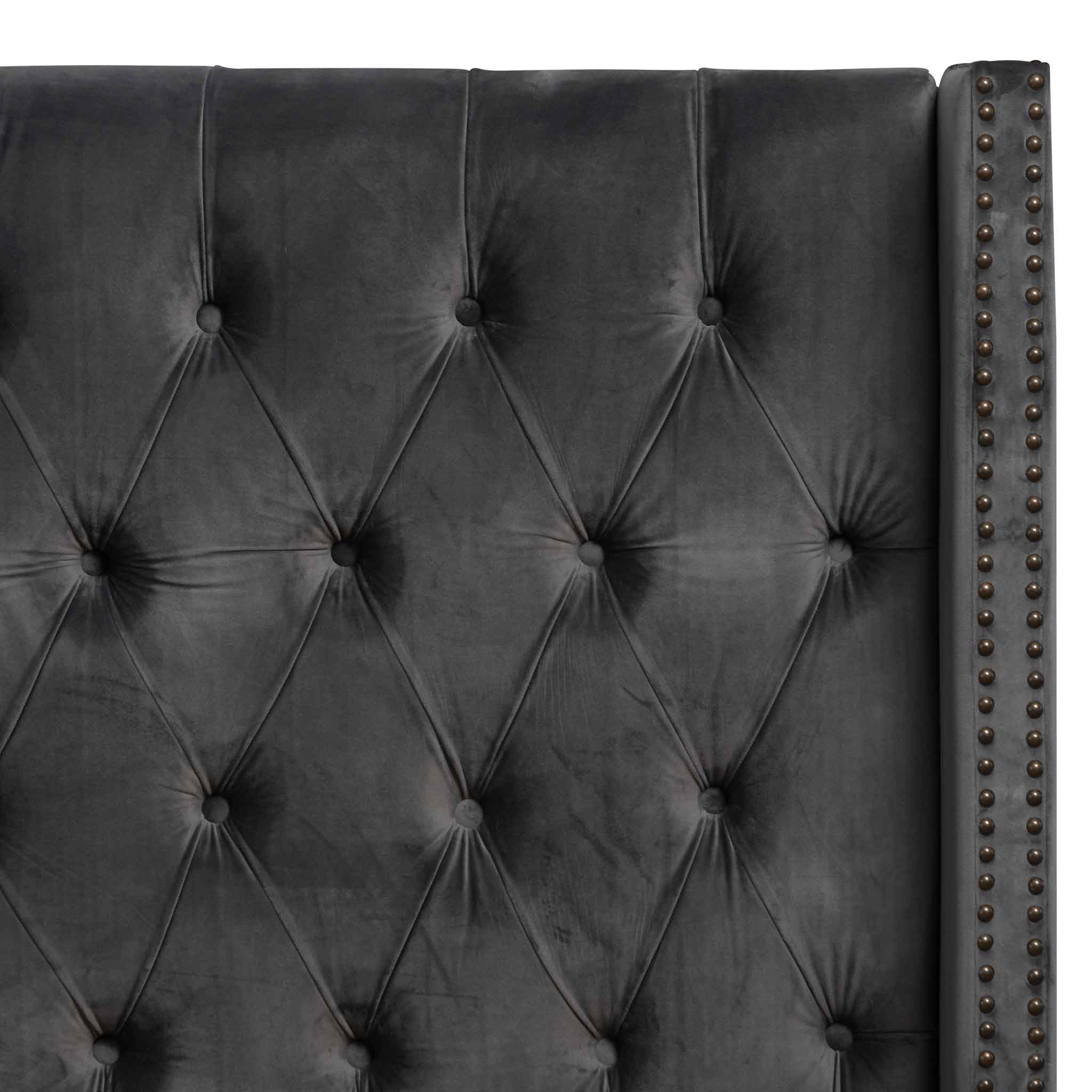 CBD8098-MI King Bed Frame - Charcoal Velvet - Image 10