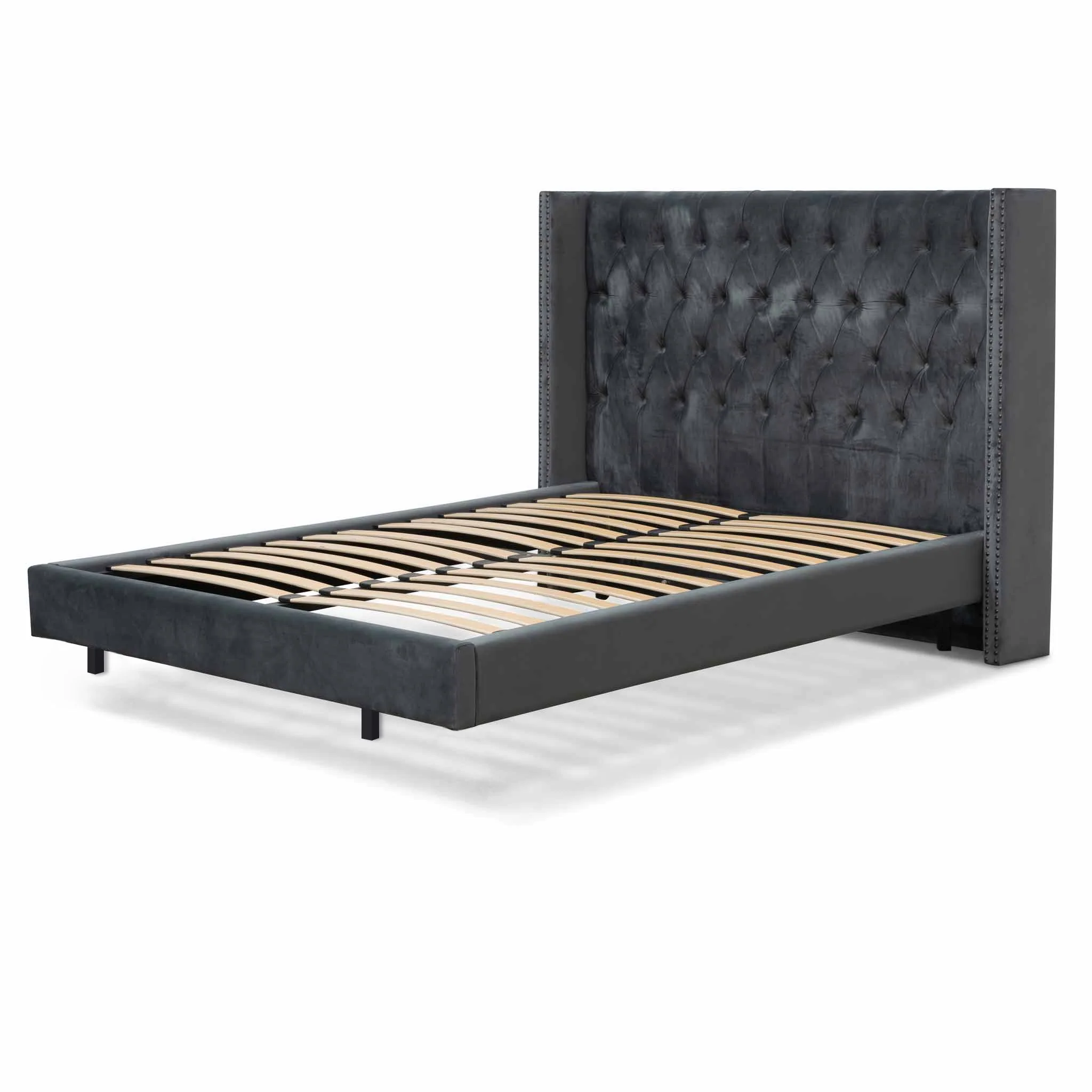 CBD8098-MI King Bed Frame - Charcoal Velvet - Image 3