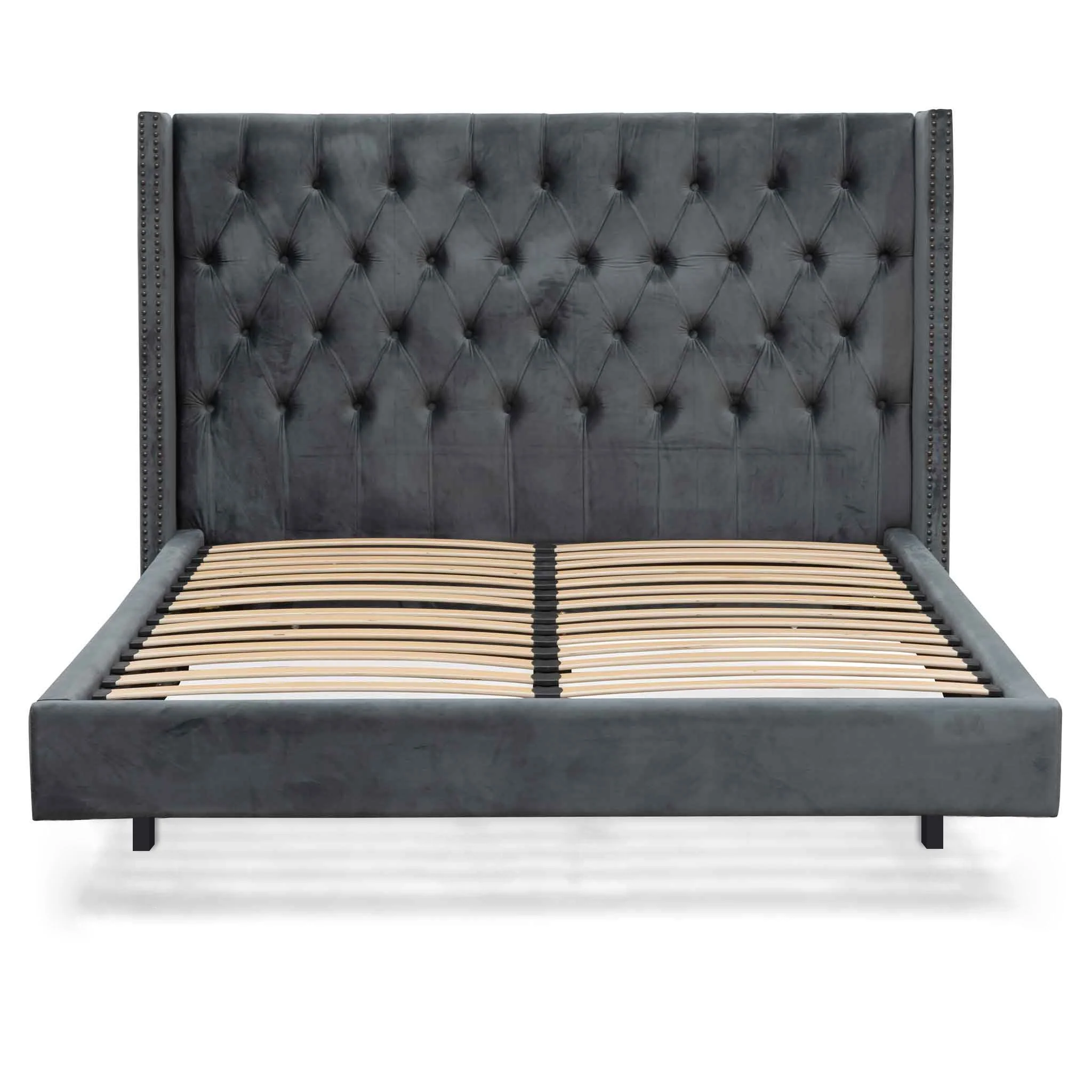 CBD8098-MI King Bed Frame - Charcoal Velvet - Image 4