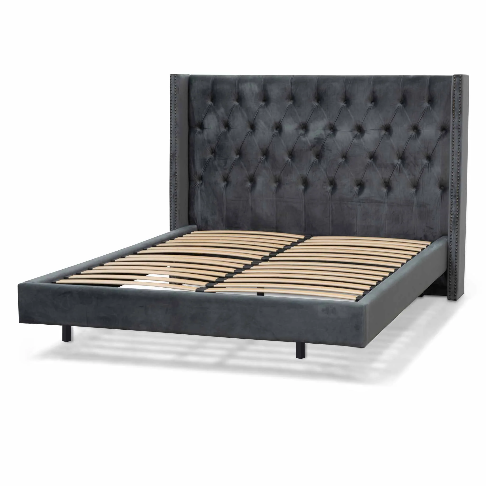 CBD8098-MI King Bed Frame - Charcoal Velvet - Image 5
