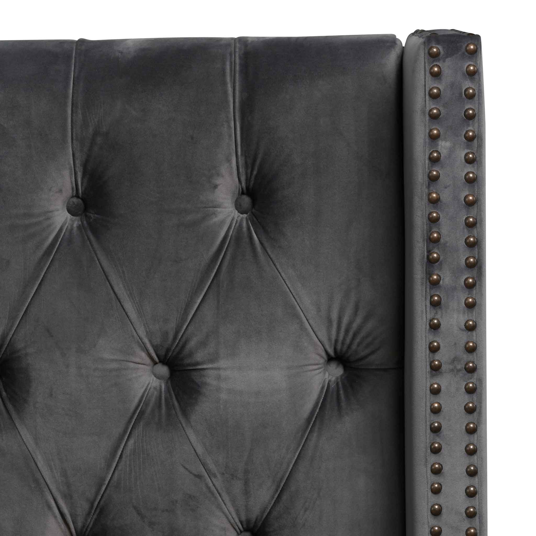 CBD8098-MI King Bed Frame - Charcoal Velvet - Image 7