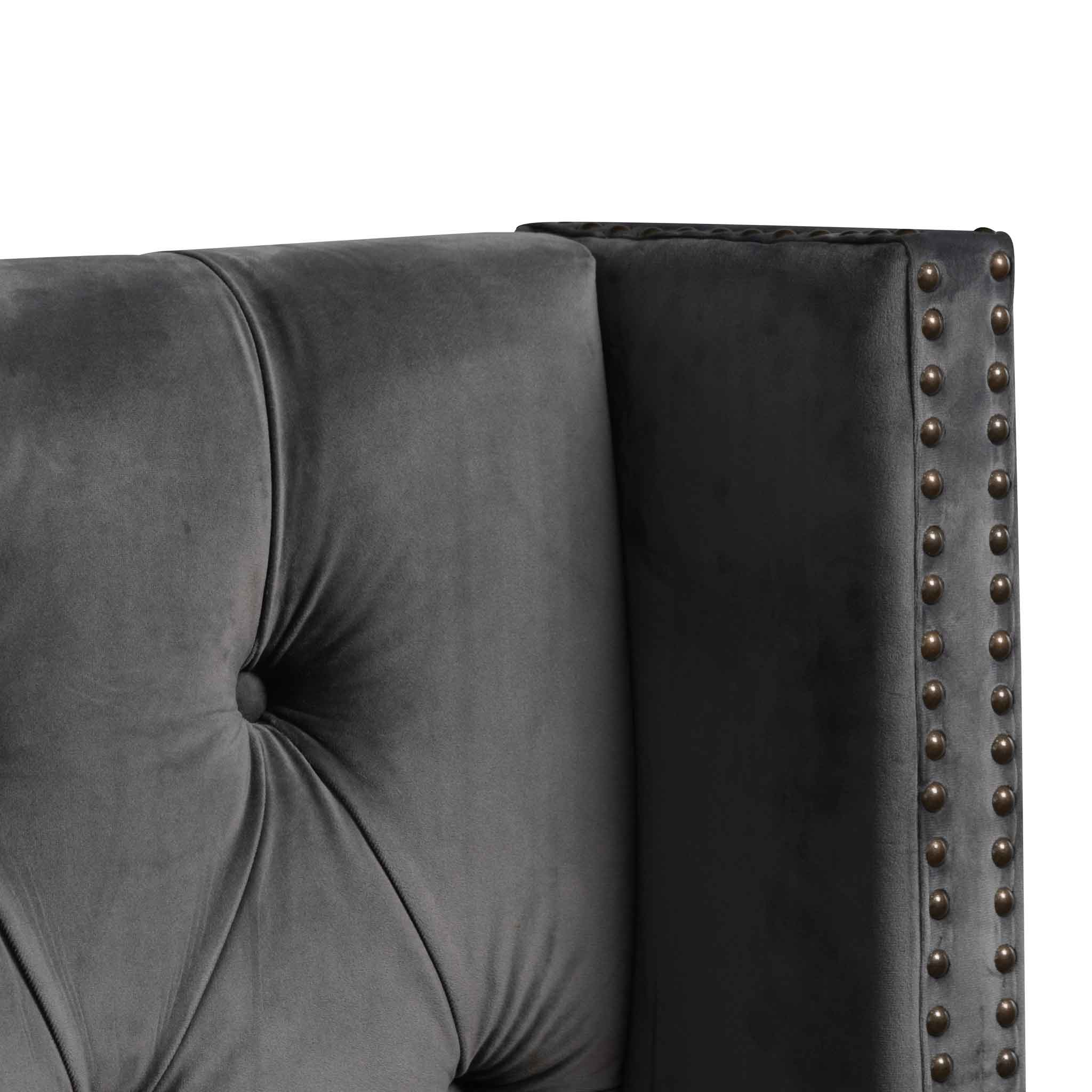 CBD8098-MI King Bed Frame - Charcoal Velvet - Image 9