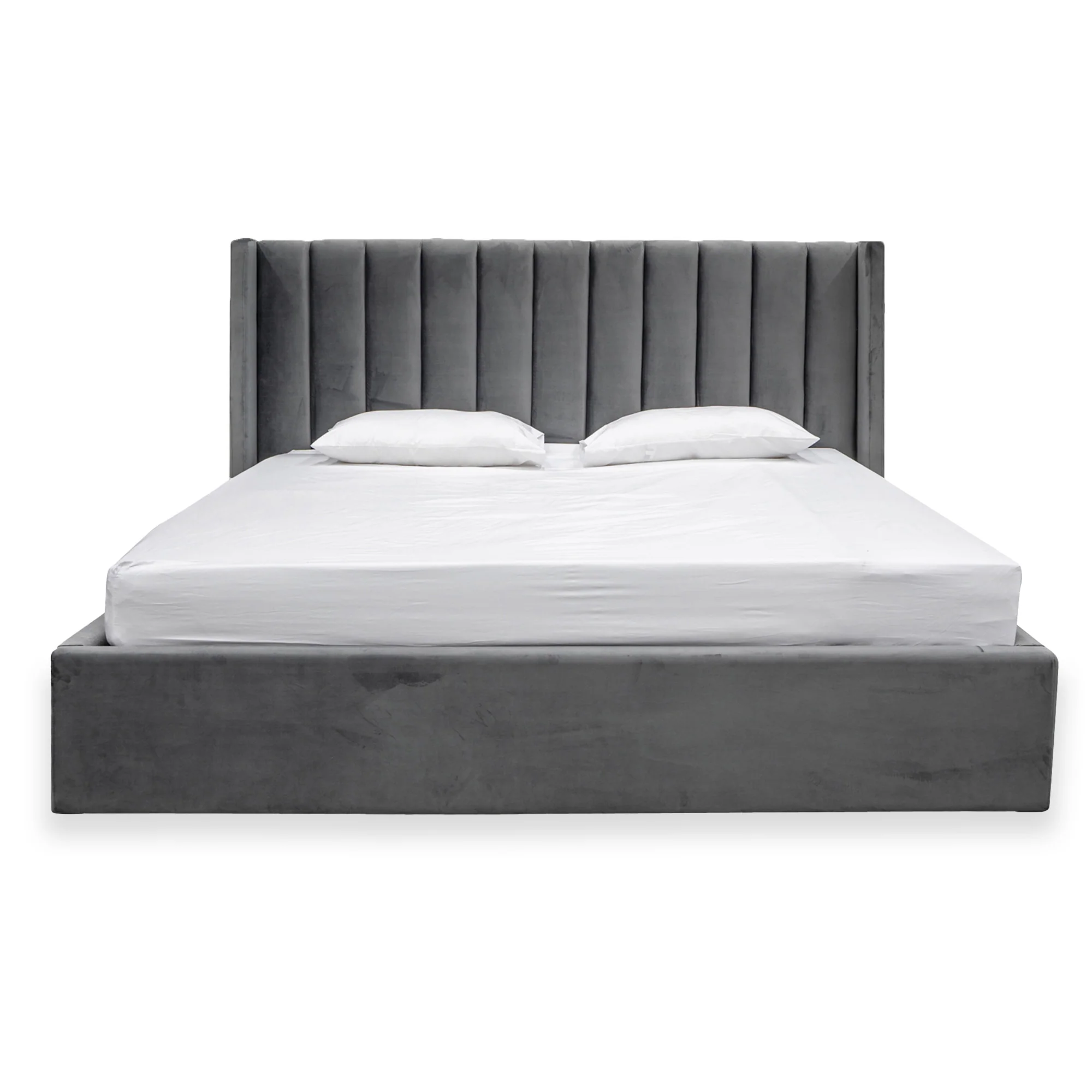 CBD8107-MI Queen Bed Frame - Wide Base in Charcoal Velvet - Image 2