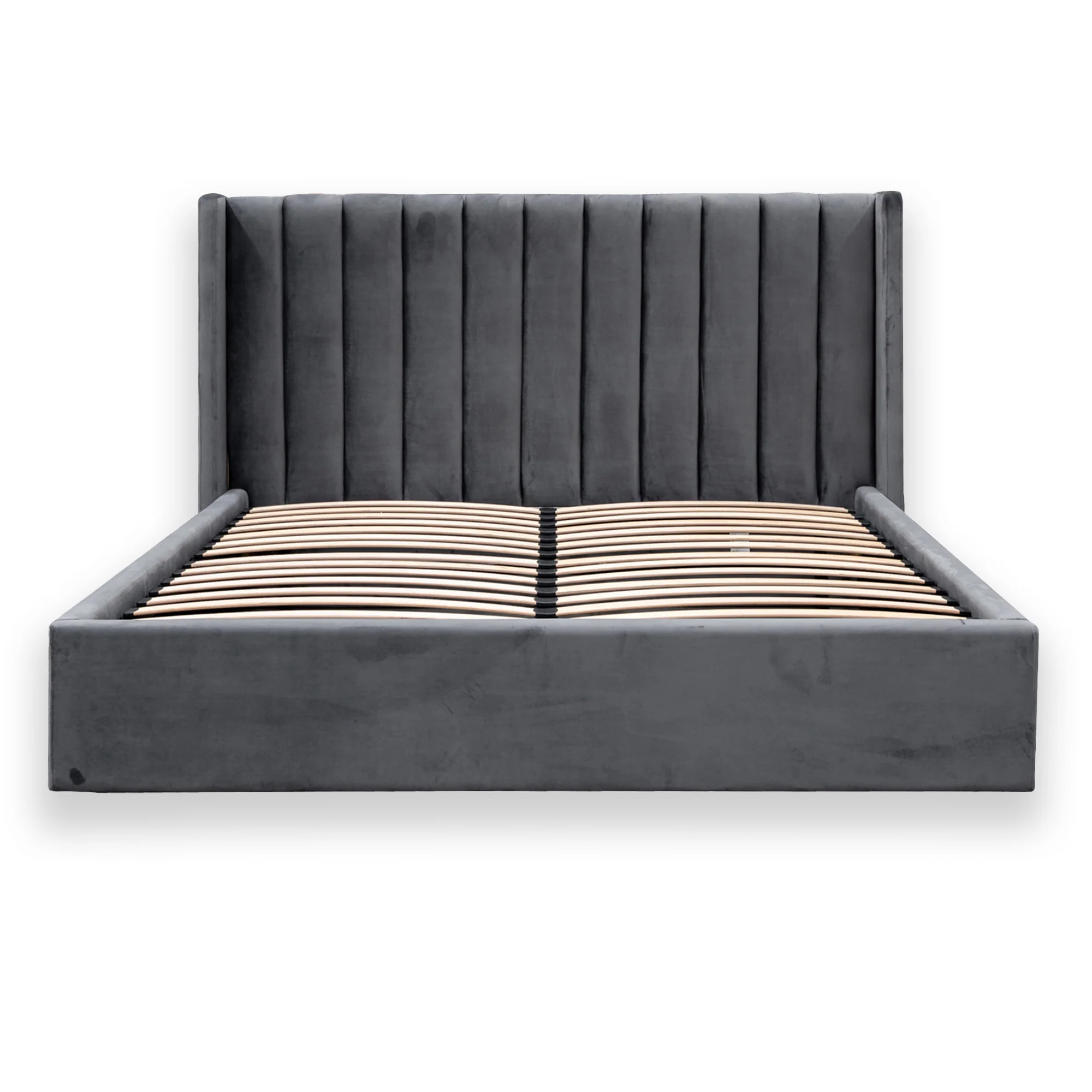 CBD8107-MI Queen Bed Frame - Wide Base in Charcoal Velvet - Image 5