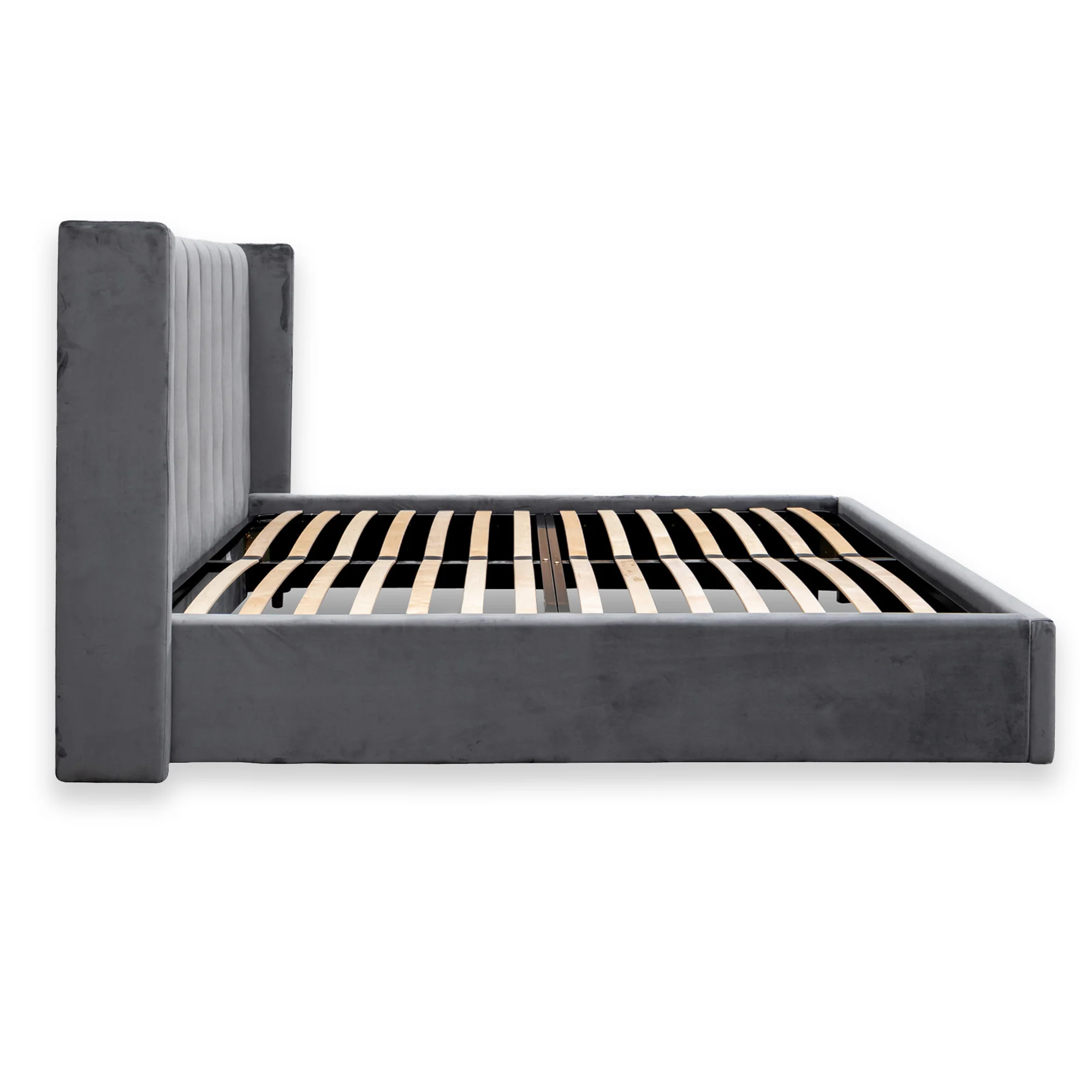 CBD8107-MI Queen Bed Frame - Wide Base in Charcoal Velvet - Image 6