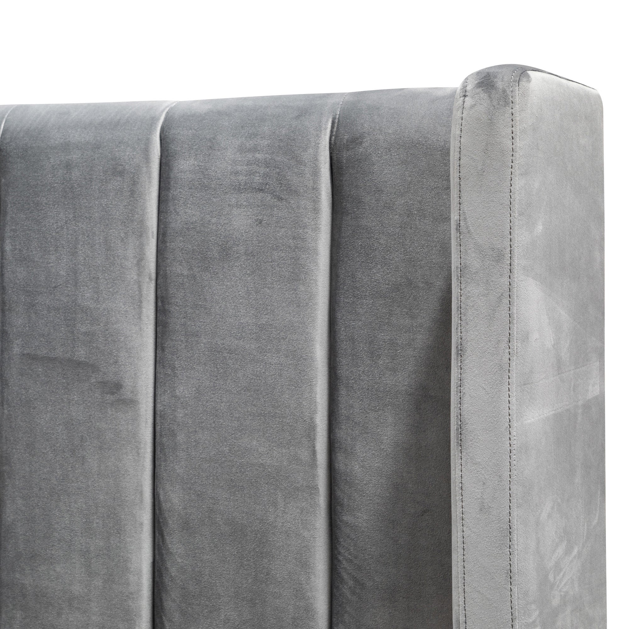 CBD8107-MI Queen Bed Frame - Wide Base in Charcoal Velvet - Image 9