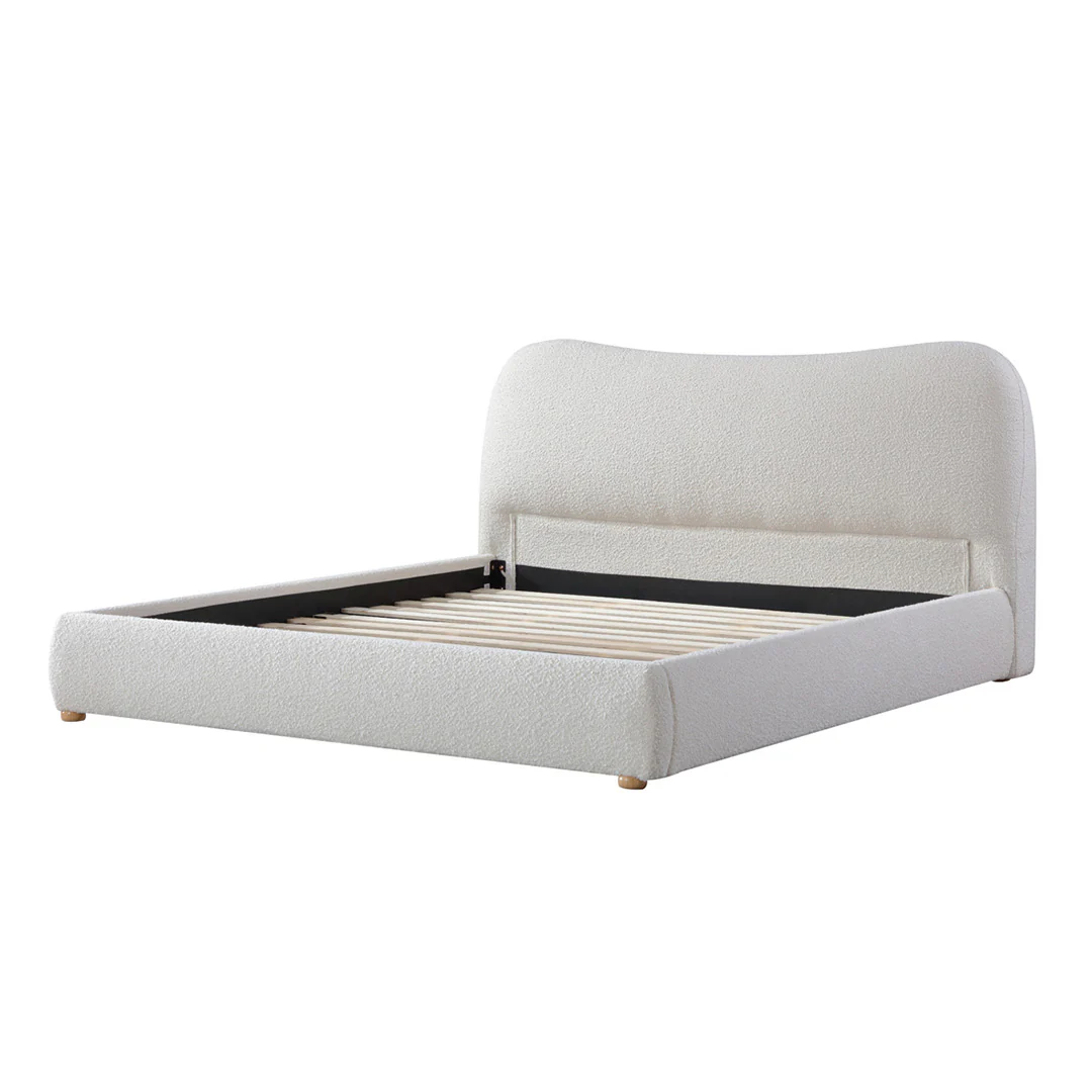 CBD8149-YO King Bed Frame - Cream White Boucle - Image 6