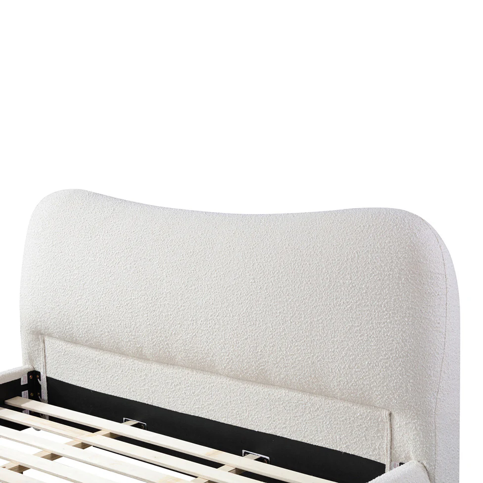 CBD8149-YO King Bed Frame - Cream White Boucle - Image 9