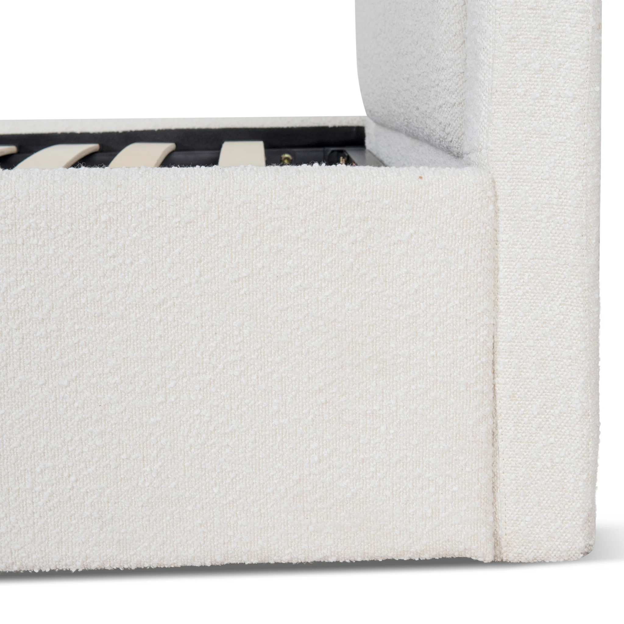 CBD8364-YO Single Sized Bed Frame - Antique White Boucle with Storage - Image 13