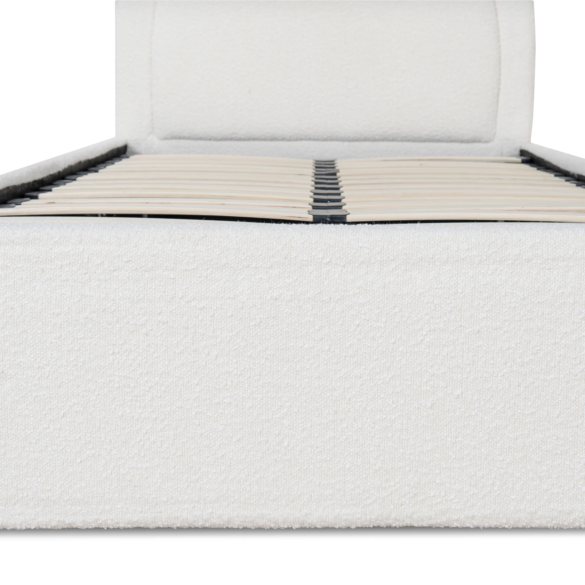 CBD8364-YO Single Sized Bed Frame - Antique White Boucle with Storage - Image 15