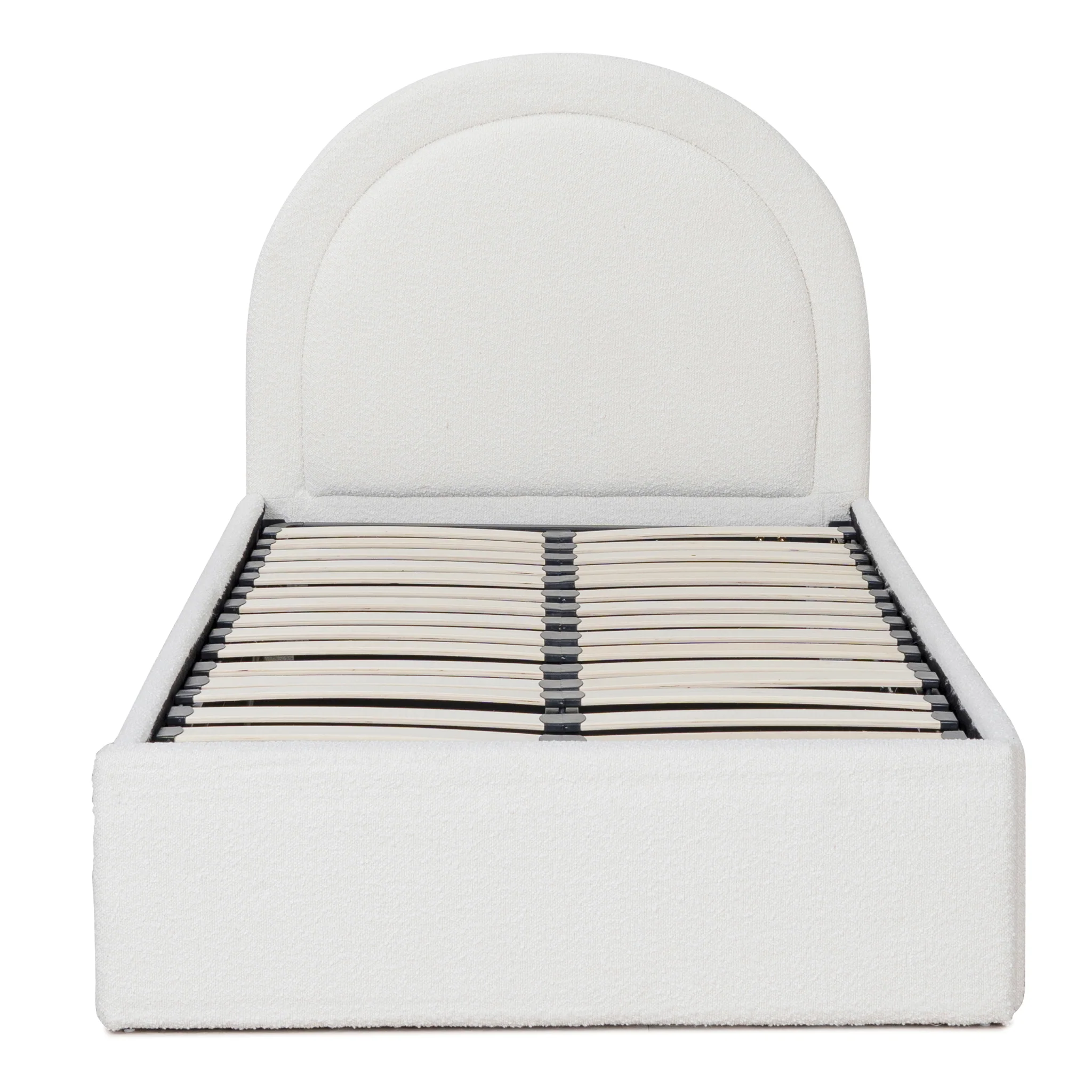 CBD8364-YO Single Sized Bed Frame - Antique White Boucle with Storage - Image 3