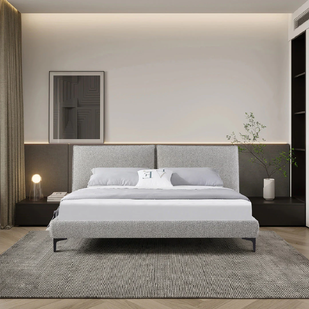 CBD8365-YO Fabric Queen Bed Frame - Olive Brown Boucle - Image 3