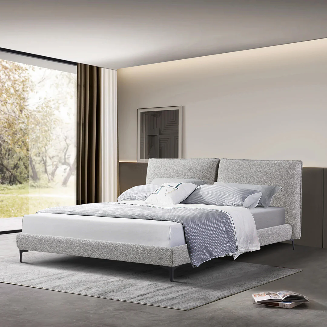 CBD8393-YO Fabric King Bed Frame - Olive Brown Boucle - Image 2