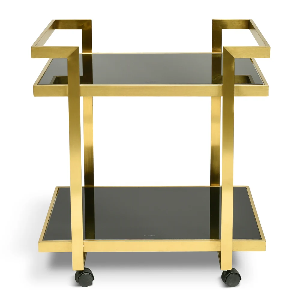 CBR006-KS Bar Cart - Tempered Glass - Gold  Base - Image 3