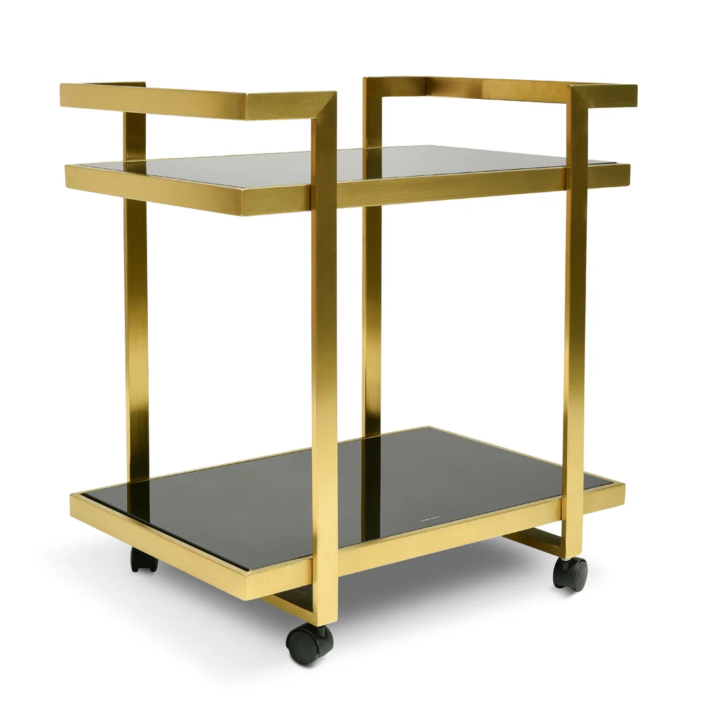 CBR006-KS Bar Cart - Tempered Glass - Gold  Base - Image 4