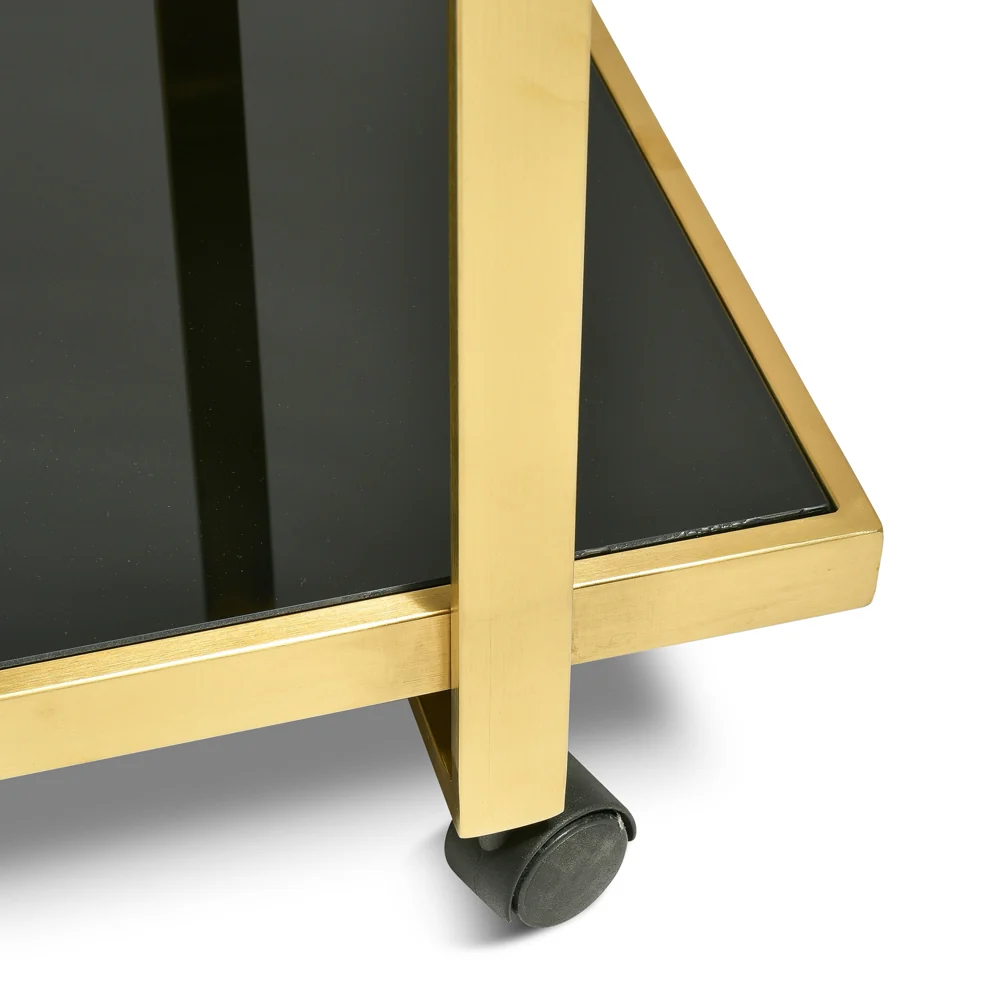 CBR006-KS Bar Cart - Tempered Glass - Gold  Base - Image 5