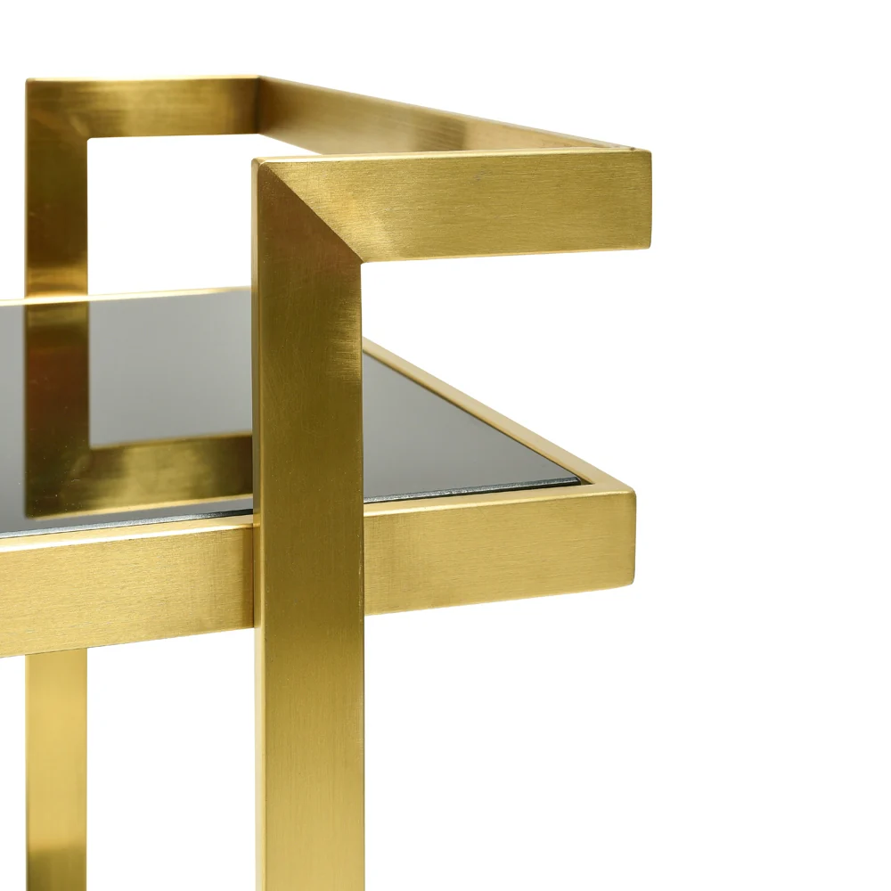 CBR006-KS Bar Cart - Tempered Glass - Gold  Base - Image 7