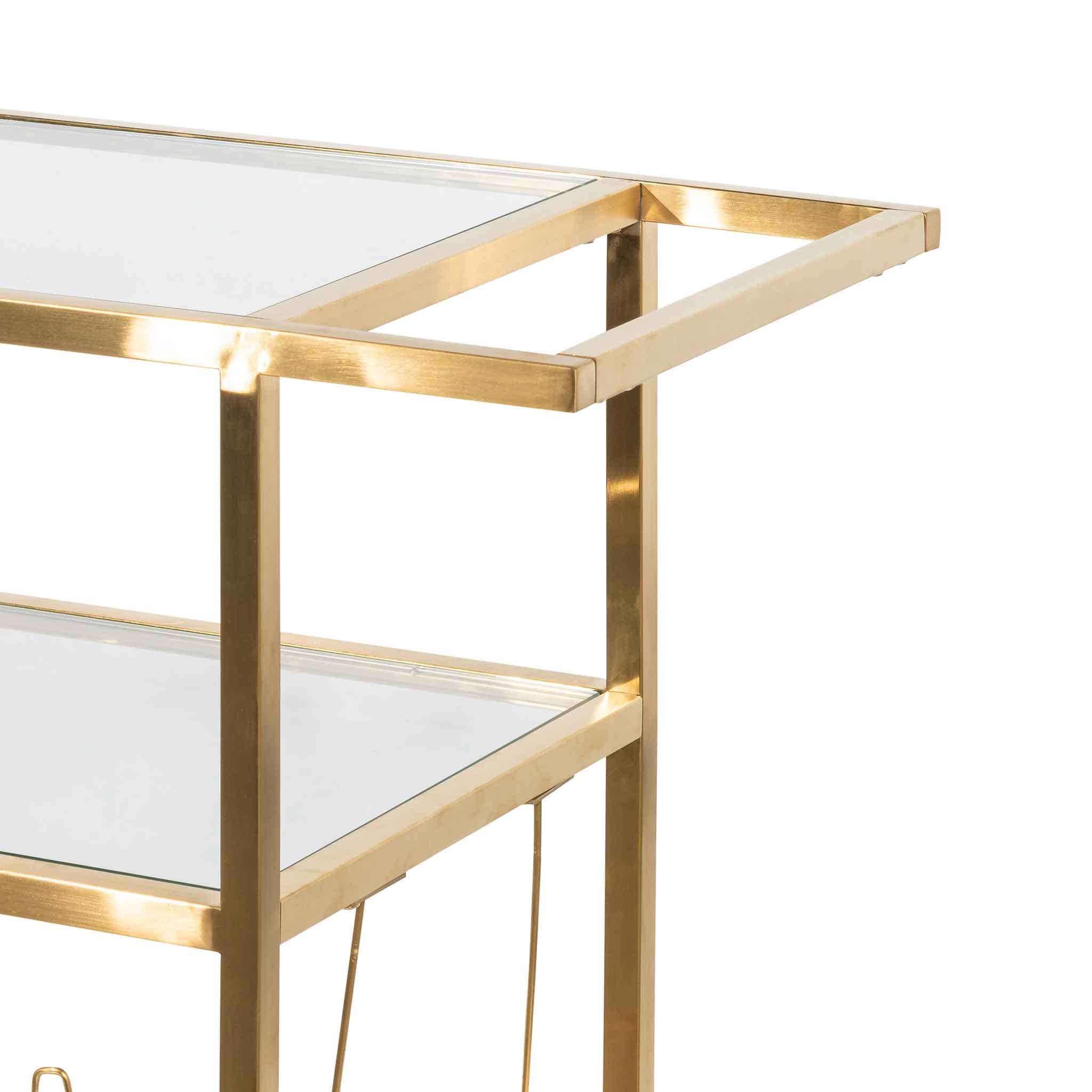 CBR6223-BS Glass Bar Cart - Brushed Gold Base - Image 5