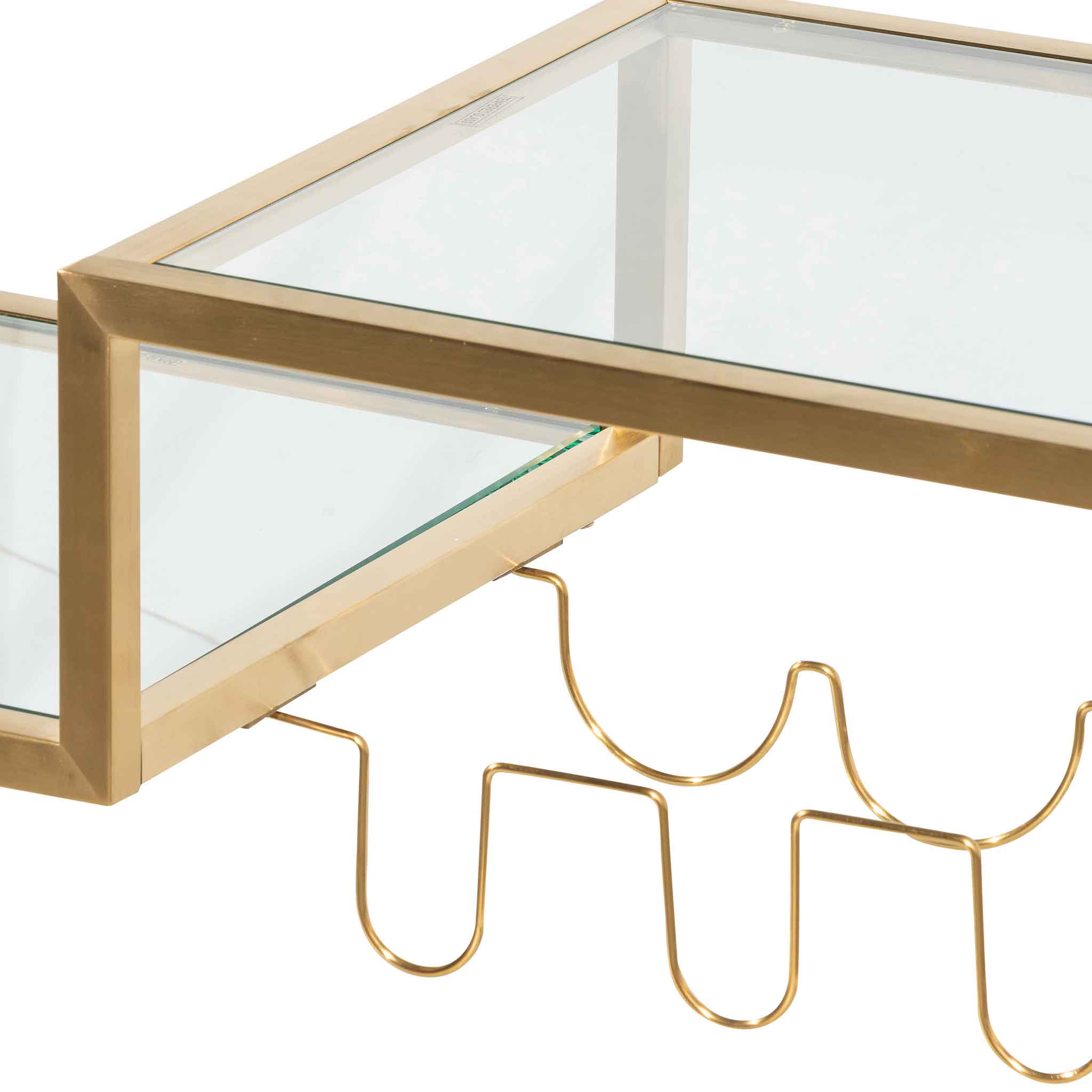 CBR6223-BS Glass Bar Cart - Brushed Gold Base - Image 6