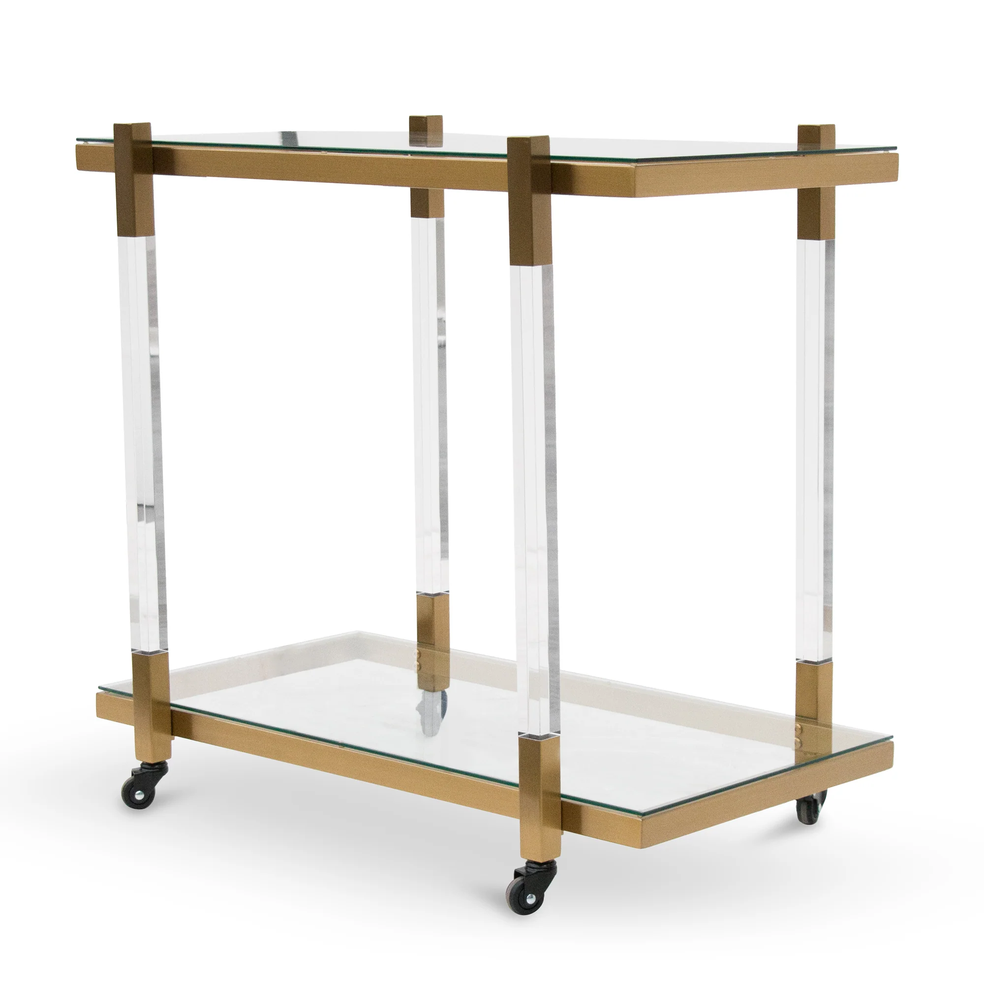CBR6940-BS Glass Bar Cart - Brushed Gold - Image 3