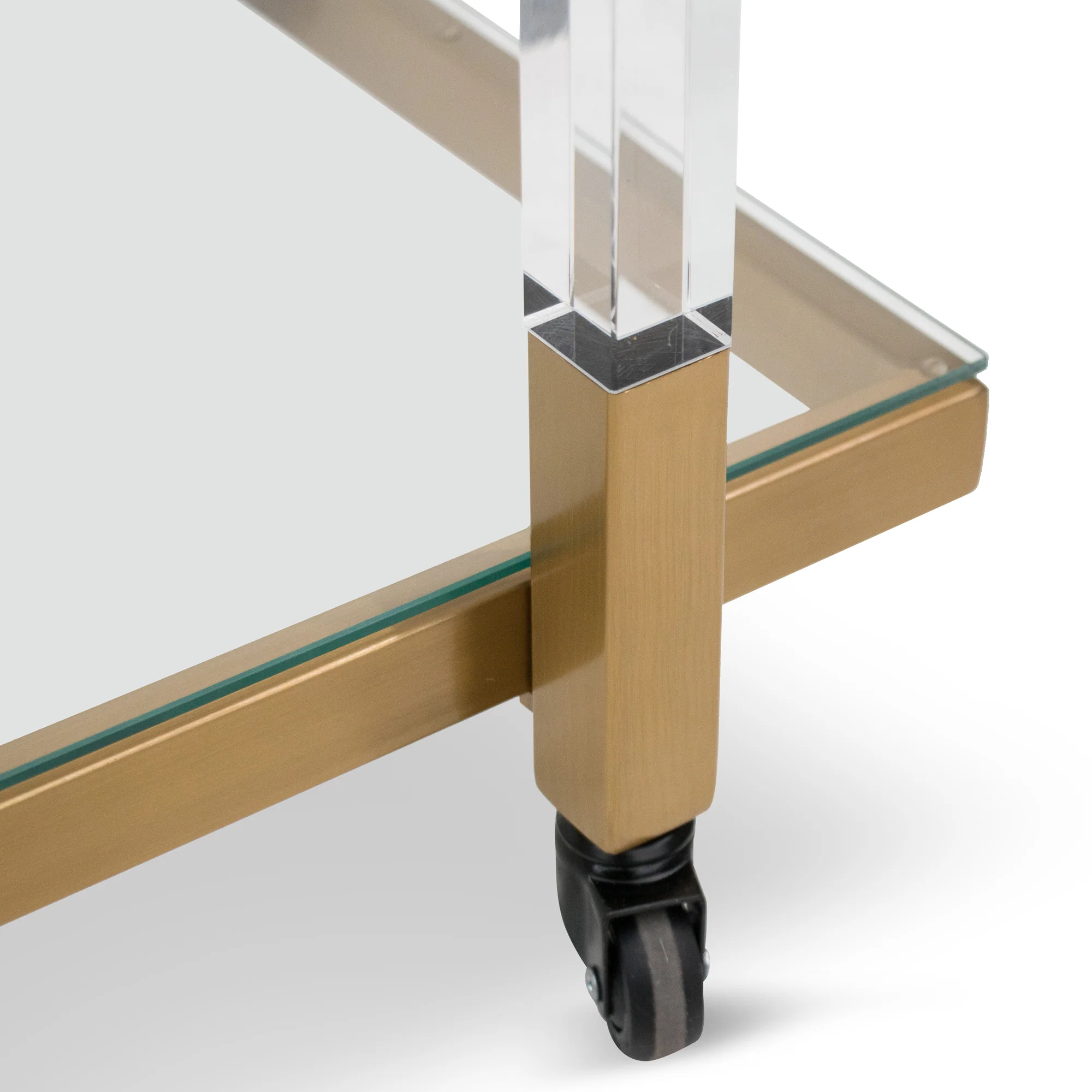 CBR6940-BS Glass Bar Cart - Brushed Gold - Image 7