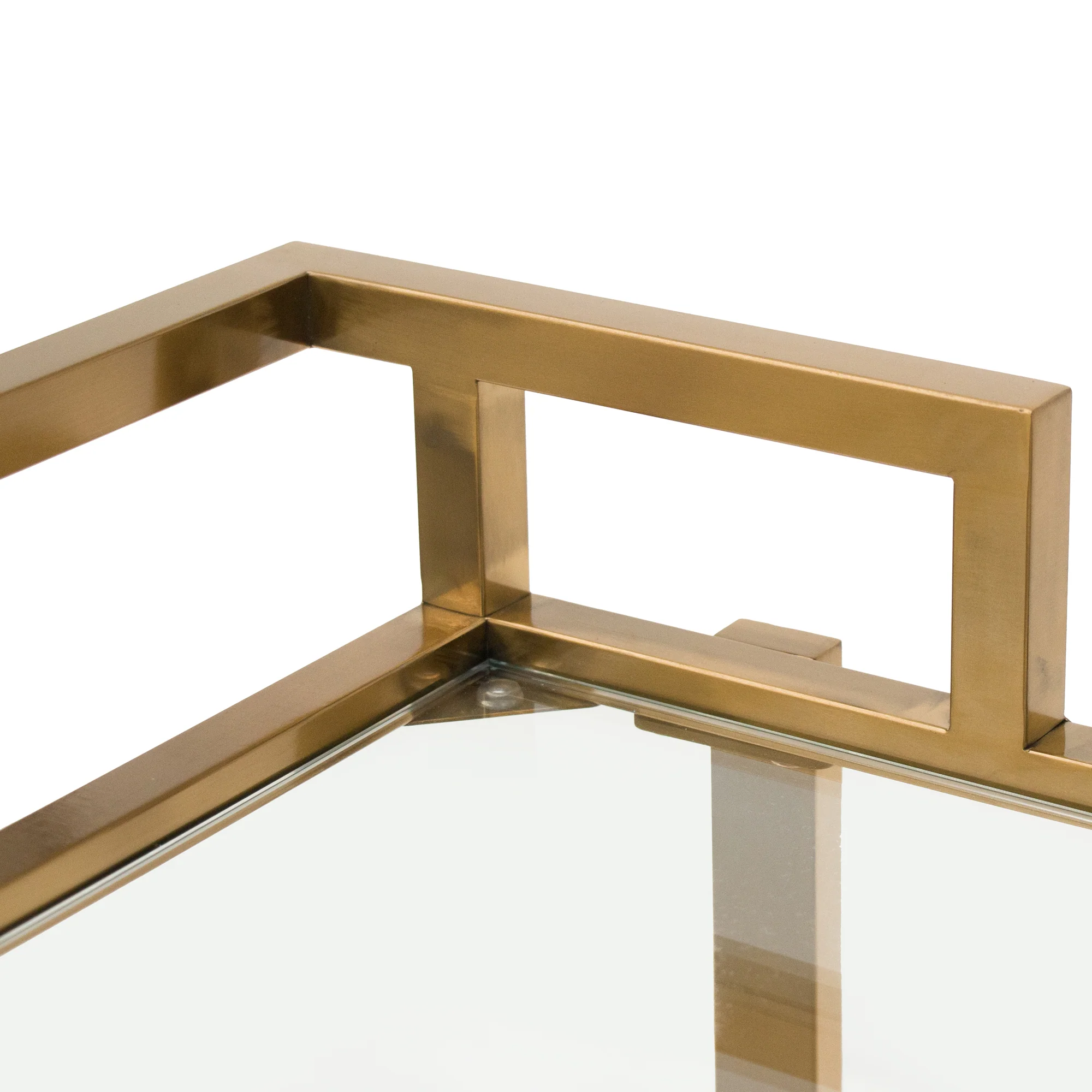 CBR6940-BS Glass Bar Cart - Brushed Gold - Image 9
