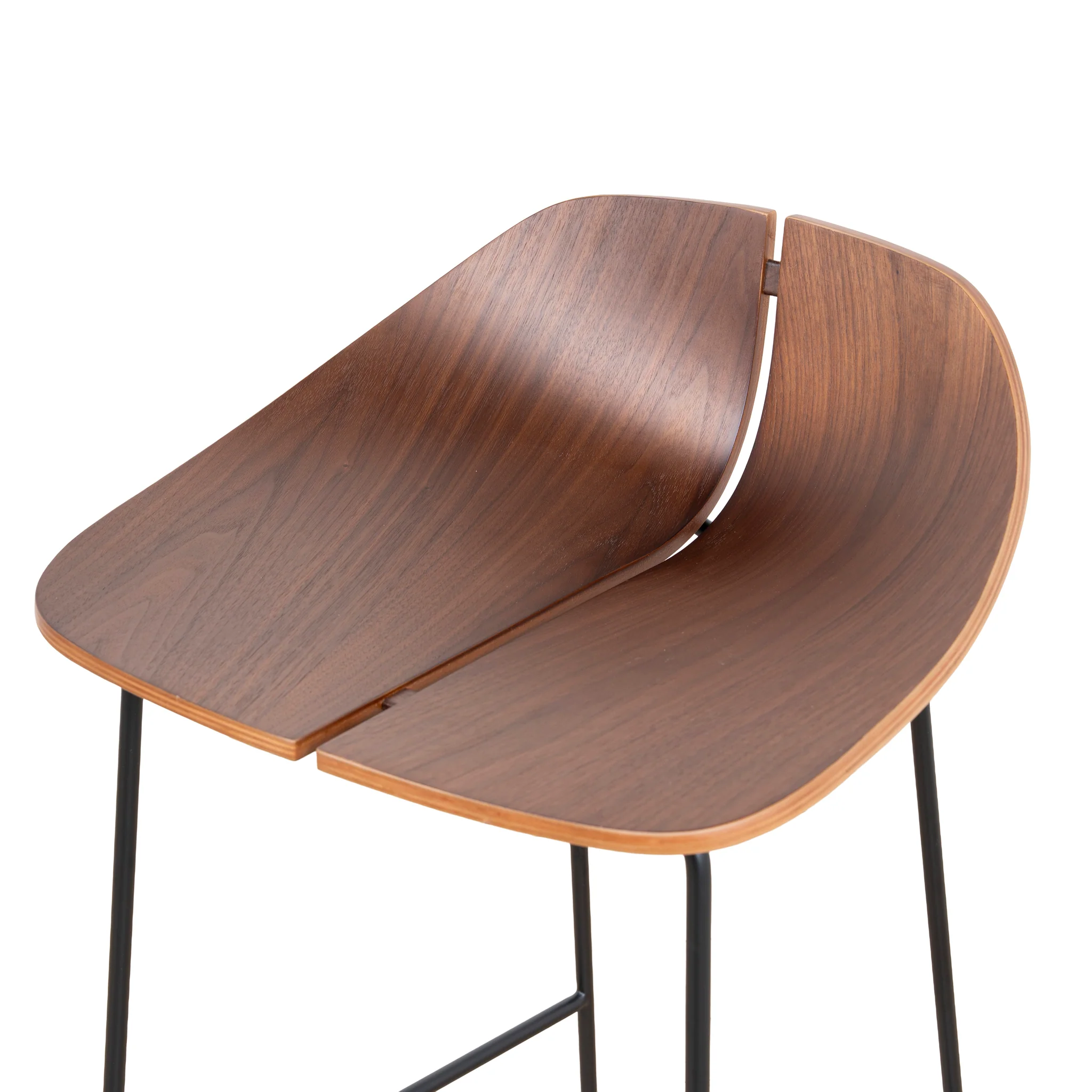 CBS10534-SU 65cm Matte Black Bar Stool - Walnut - Image 8