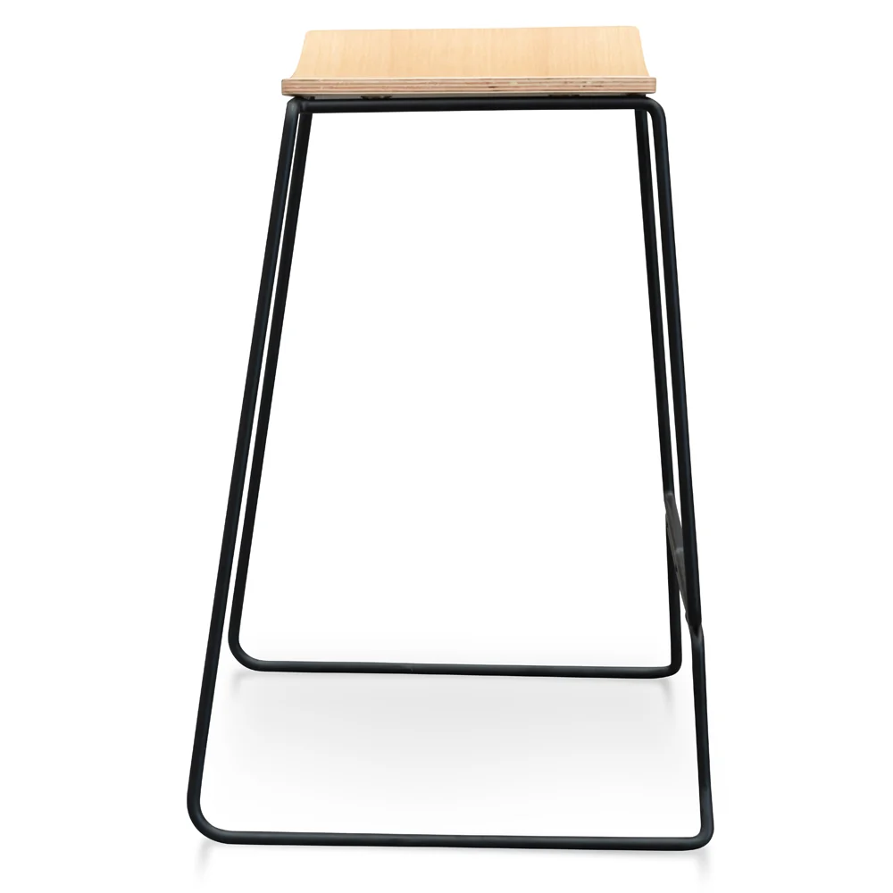 CBS2454-NH Bar Stool With Natural Timber Seat - Black Frame - Image 3