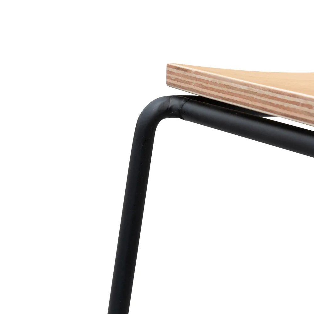 CBS2454-NH Bar Stool With Natural Timber Seat - Black Frame - Image 4