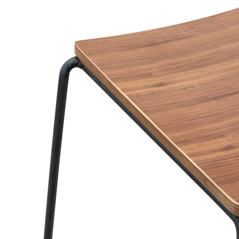 CBS2456-NH Bar Stool With Walnut Timber Seat - Black Frame - Image 4