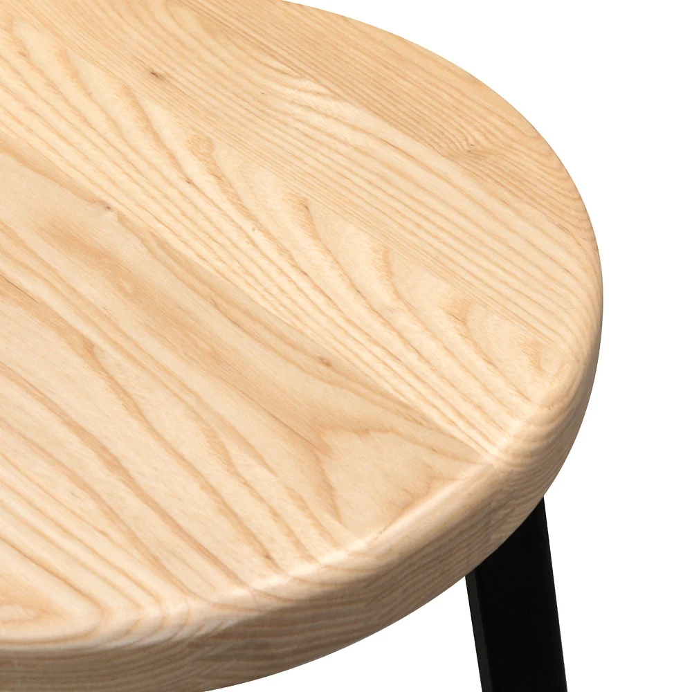 CBS2467-NH 65cm Bar Stool -With Natural Timber Seat - Black Frame (Set of 2) - Image 5