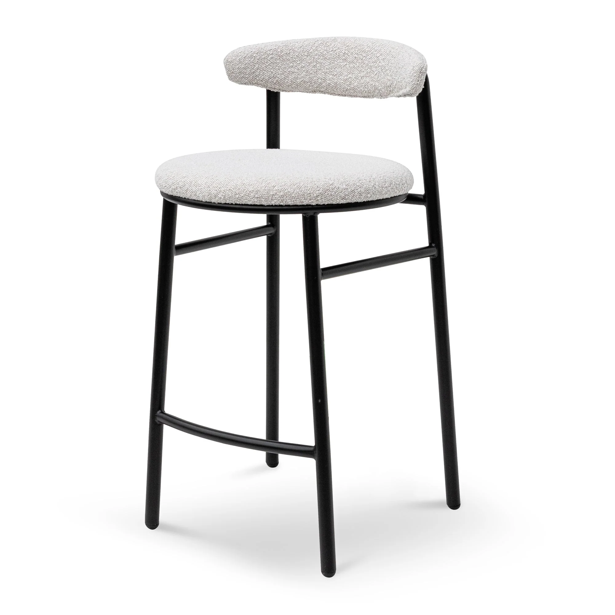 CBS6995-SD 65cm Bar Stool - Moon White Boucle and Black Legs (Set of 2) - Image 2