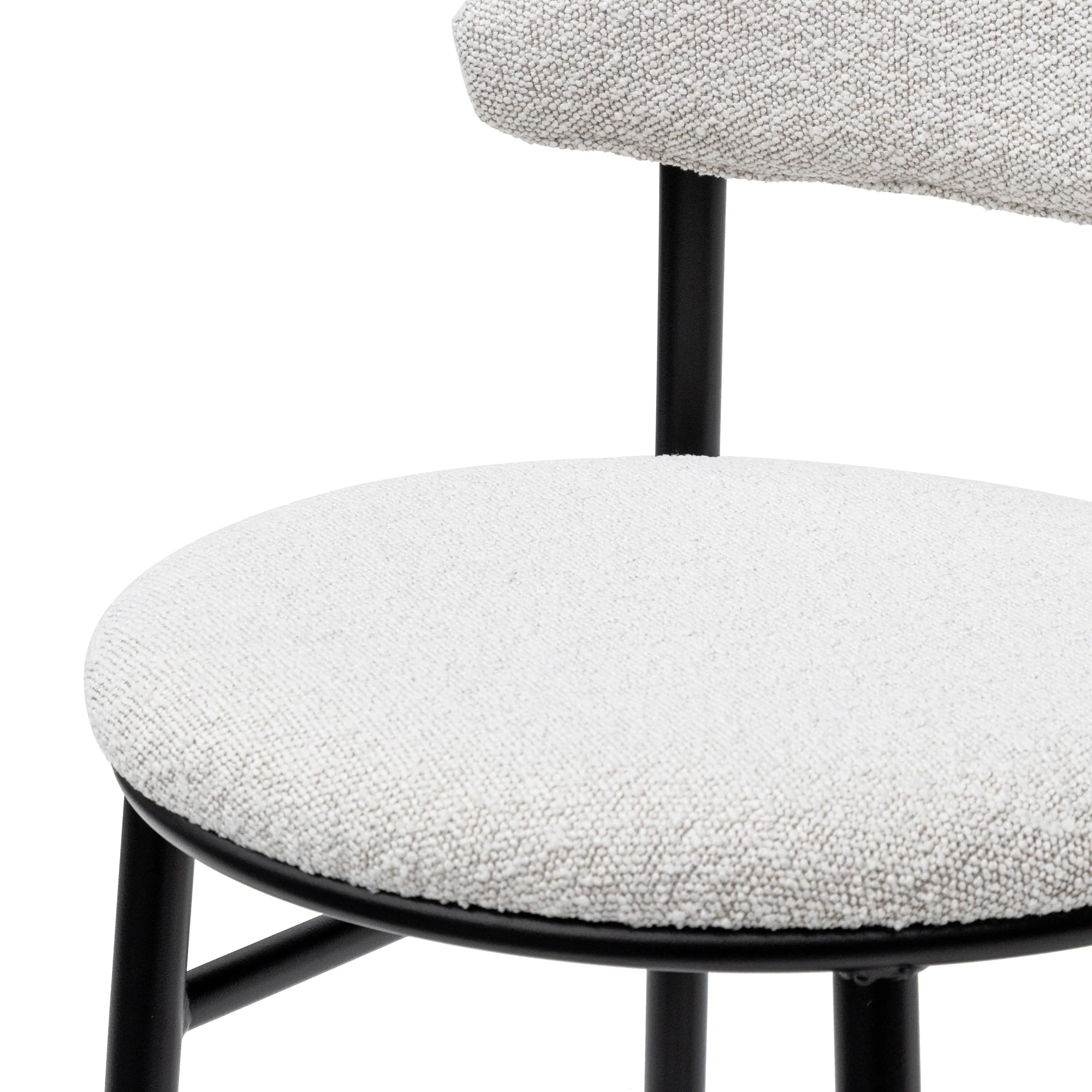 CBS6995-SD 65cm Bar Stool - Moon White Boucle and Black Legs (Set of 2) - Image 6