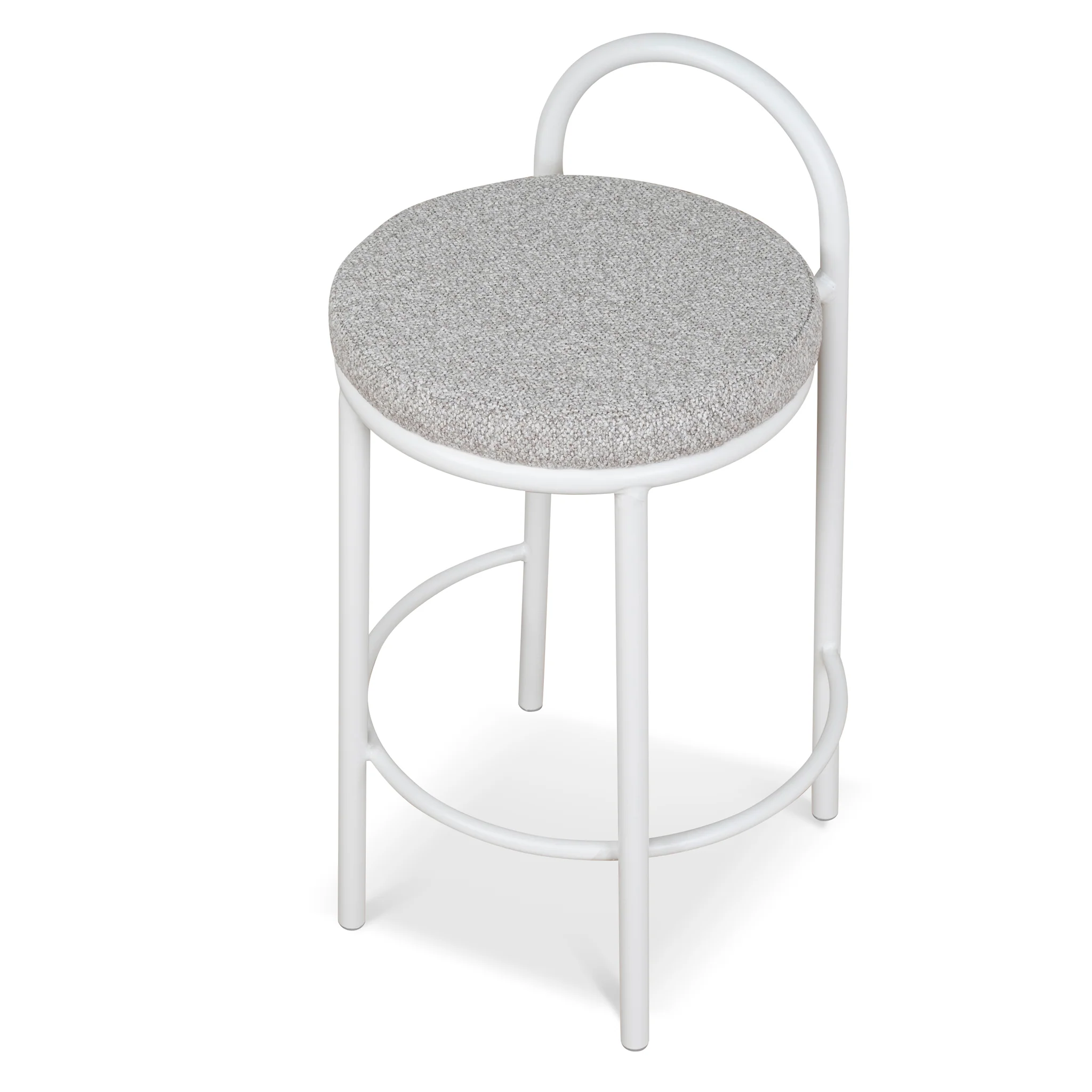CBS8599-FH 63cm White Frame Bar Stool - Clay Grey (Set of 2) - Image 10