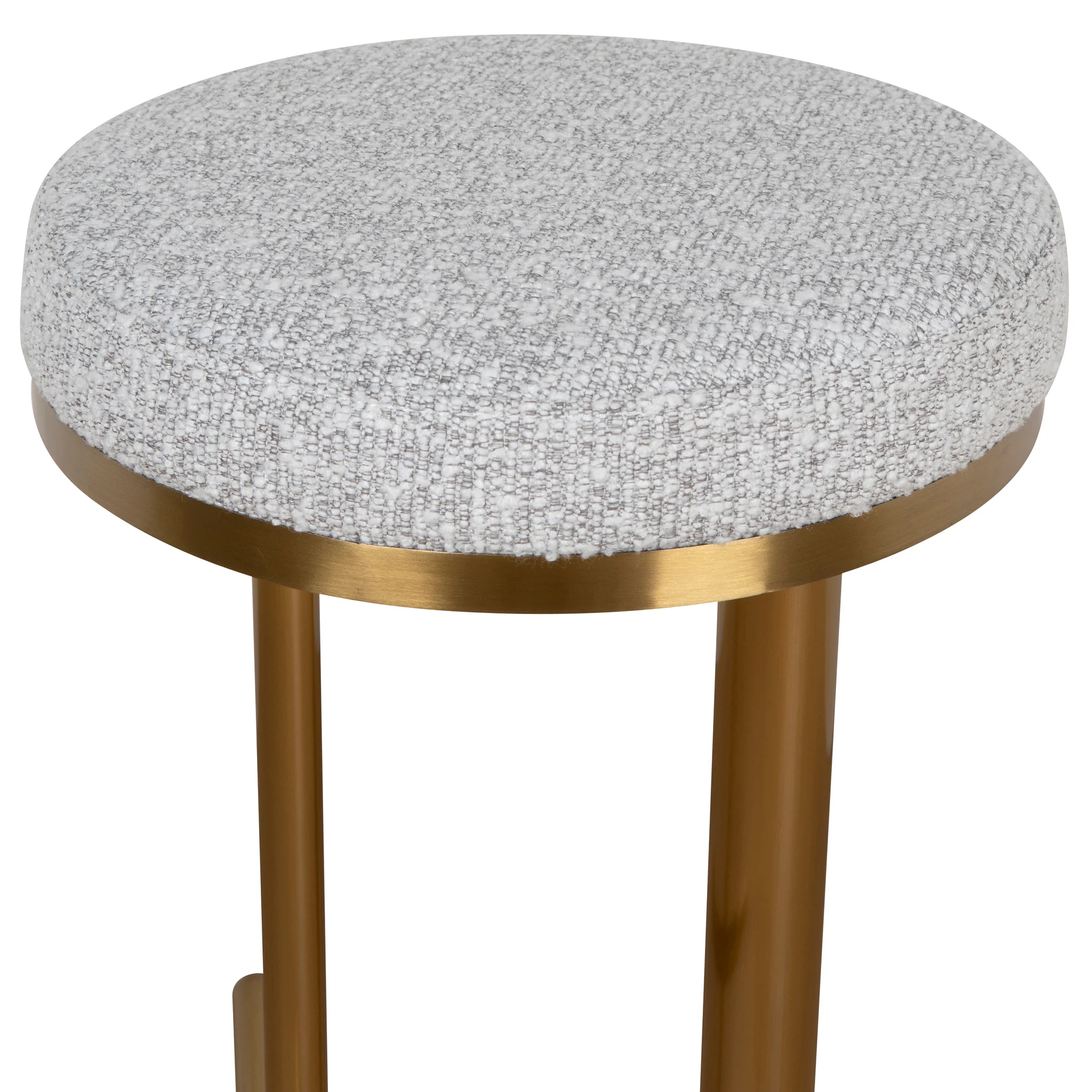 CBS8845-BS 68cm Brushed Gold Bar Stool - Silver Grey Boucle - Image 4