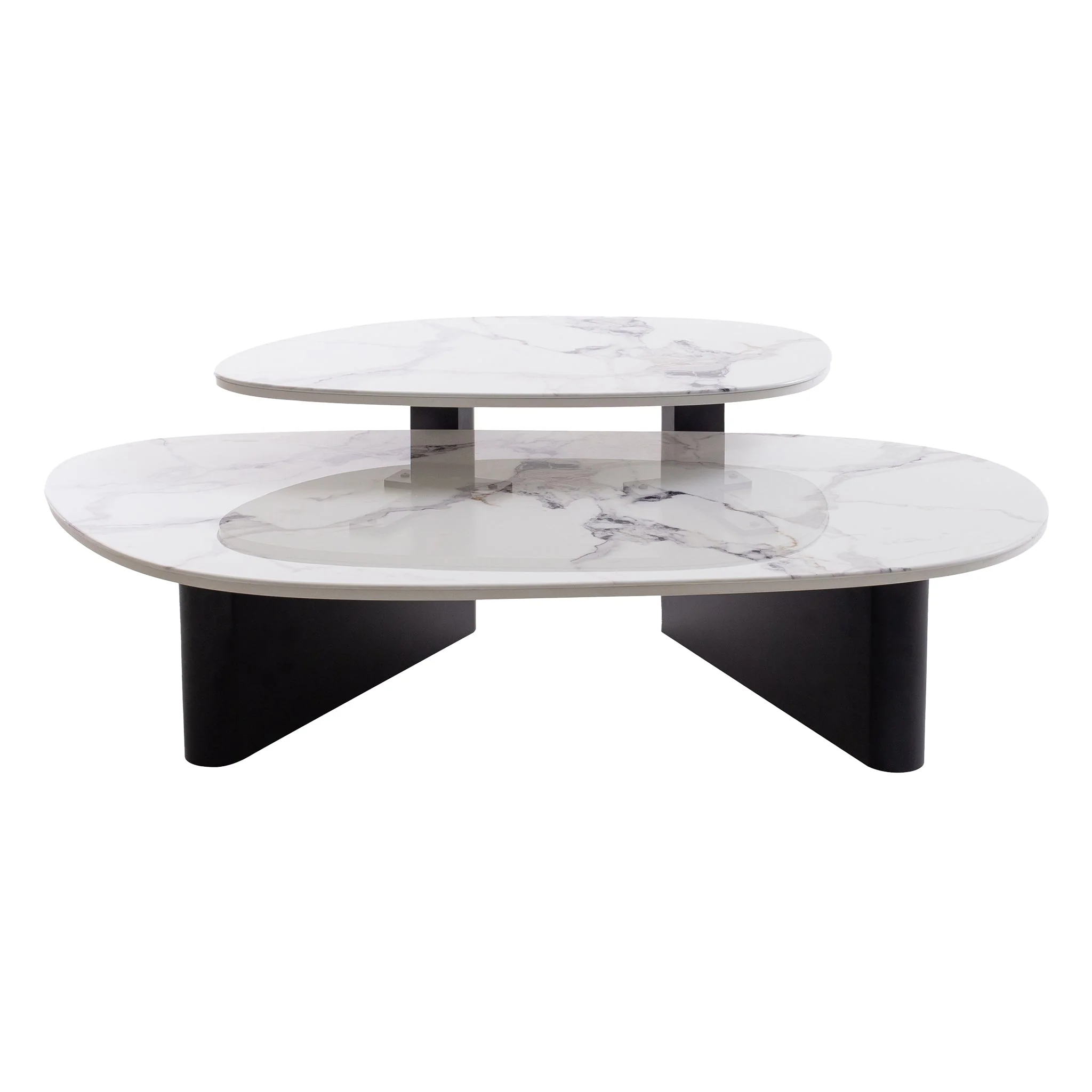 CCF10030-IG Marble Textured Glass Coffee Table - Black - Image 2
