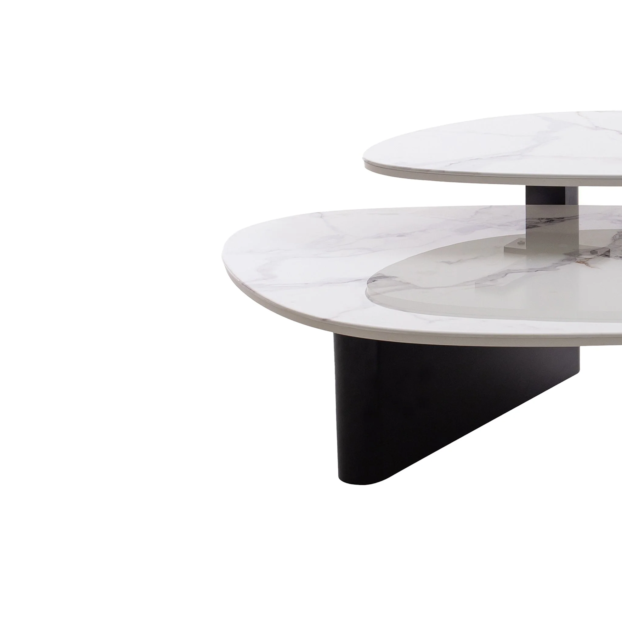 CCF10030-IG Marble Textured Glass Coffee Table - Black - Image 3