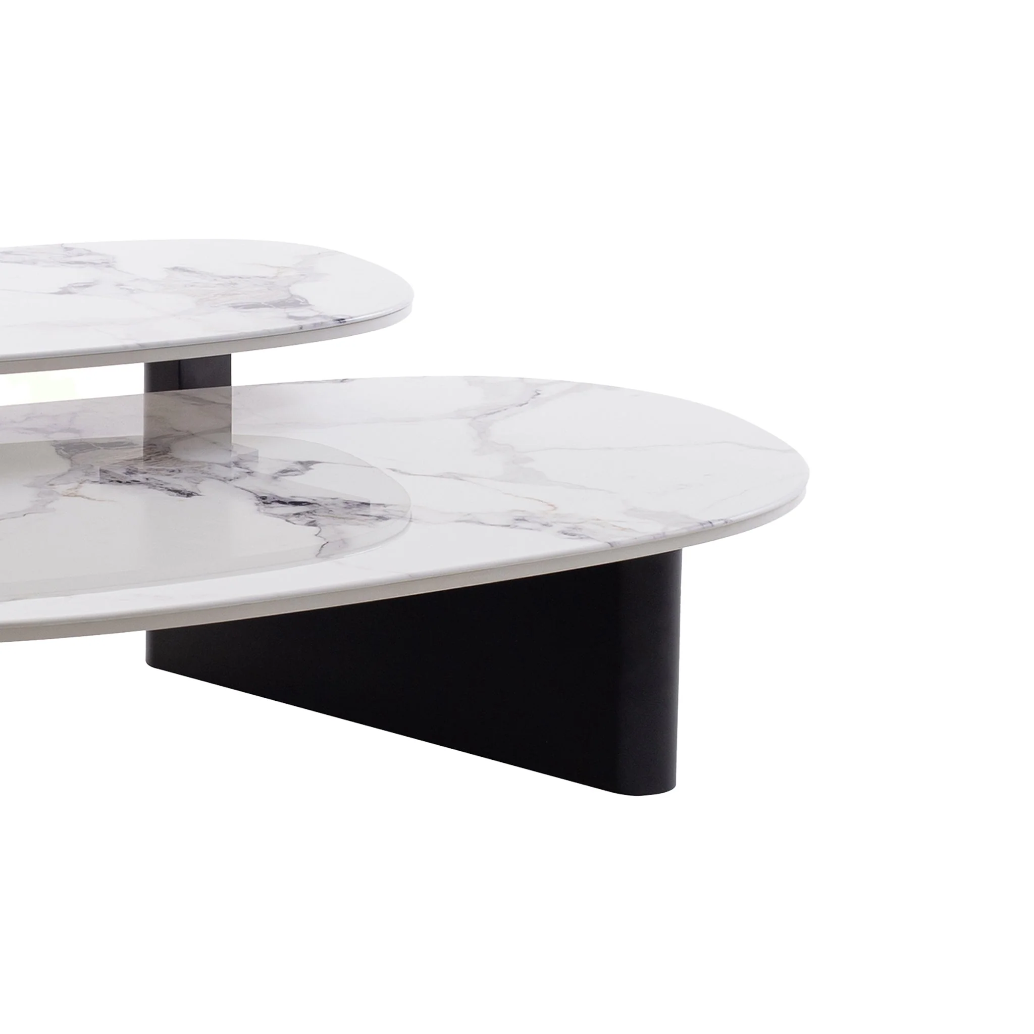 CCF10030-IG Marble Textured Glass Coffee Table - Black - Image 4