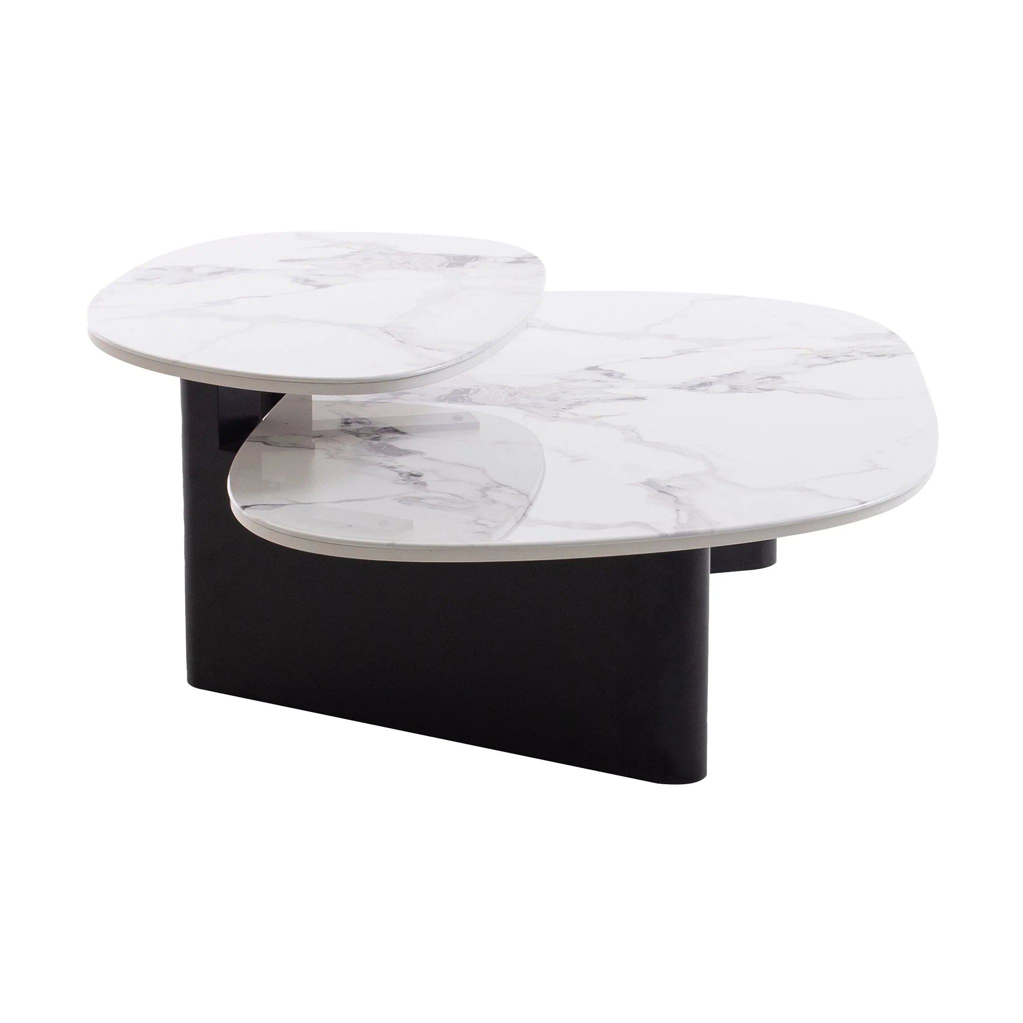 CCF10030-IG Marble Textured Glass Coffee Table - Black - Image 5