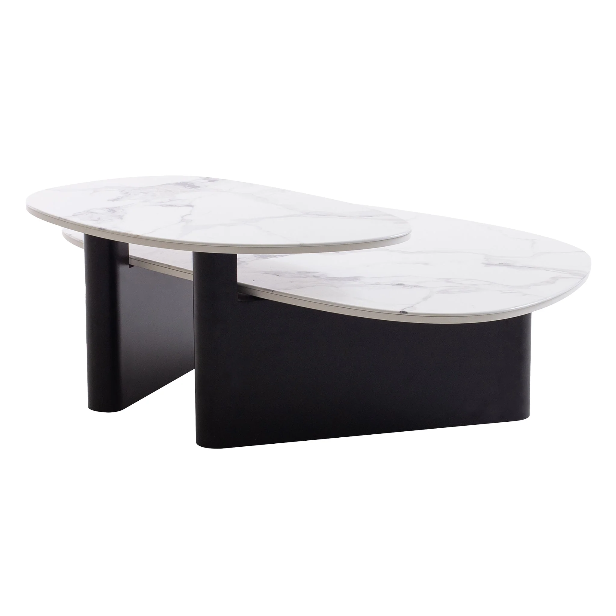 CCF10030-IG Marble Textured Glass Coffee Table - Black - Image 6