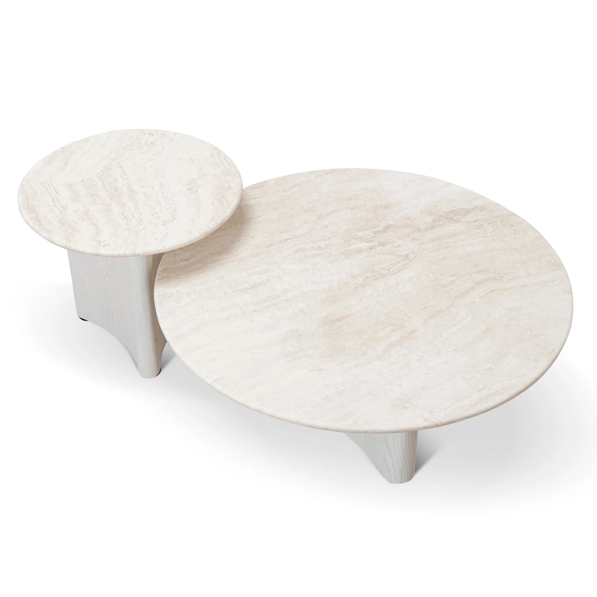 CCF10058-DW Nested Travertine Coffee Table - White - Image 2