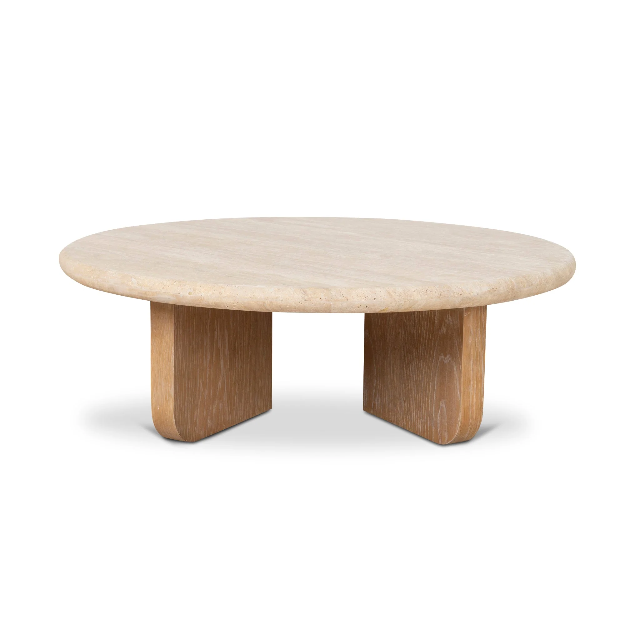 CCF10120-NI 90cm Round Travertine Coffee Table - Natural - Image 2