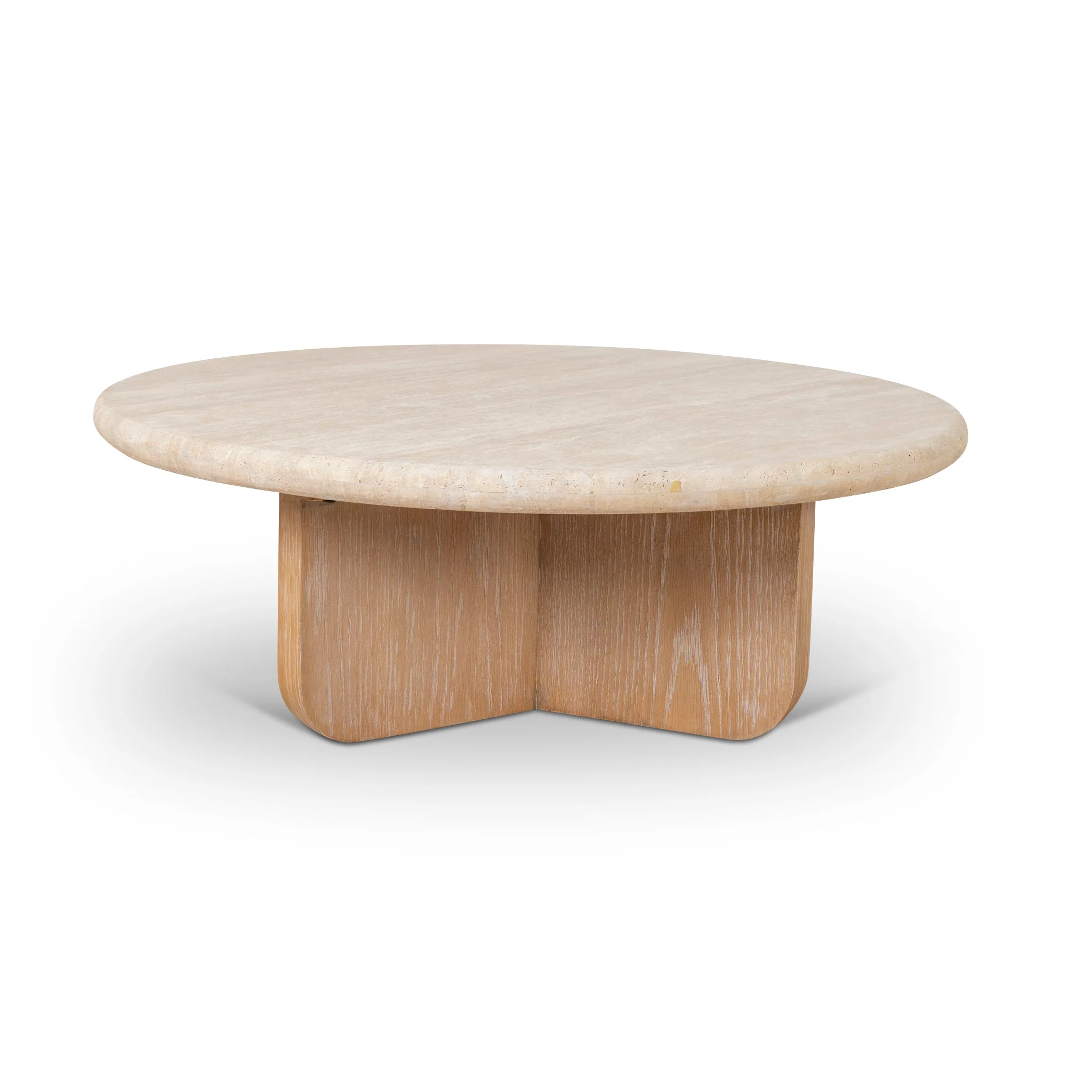 CCF10120-NI 90cm Round Travertine Coffee Table - Natural - Image 3